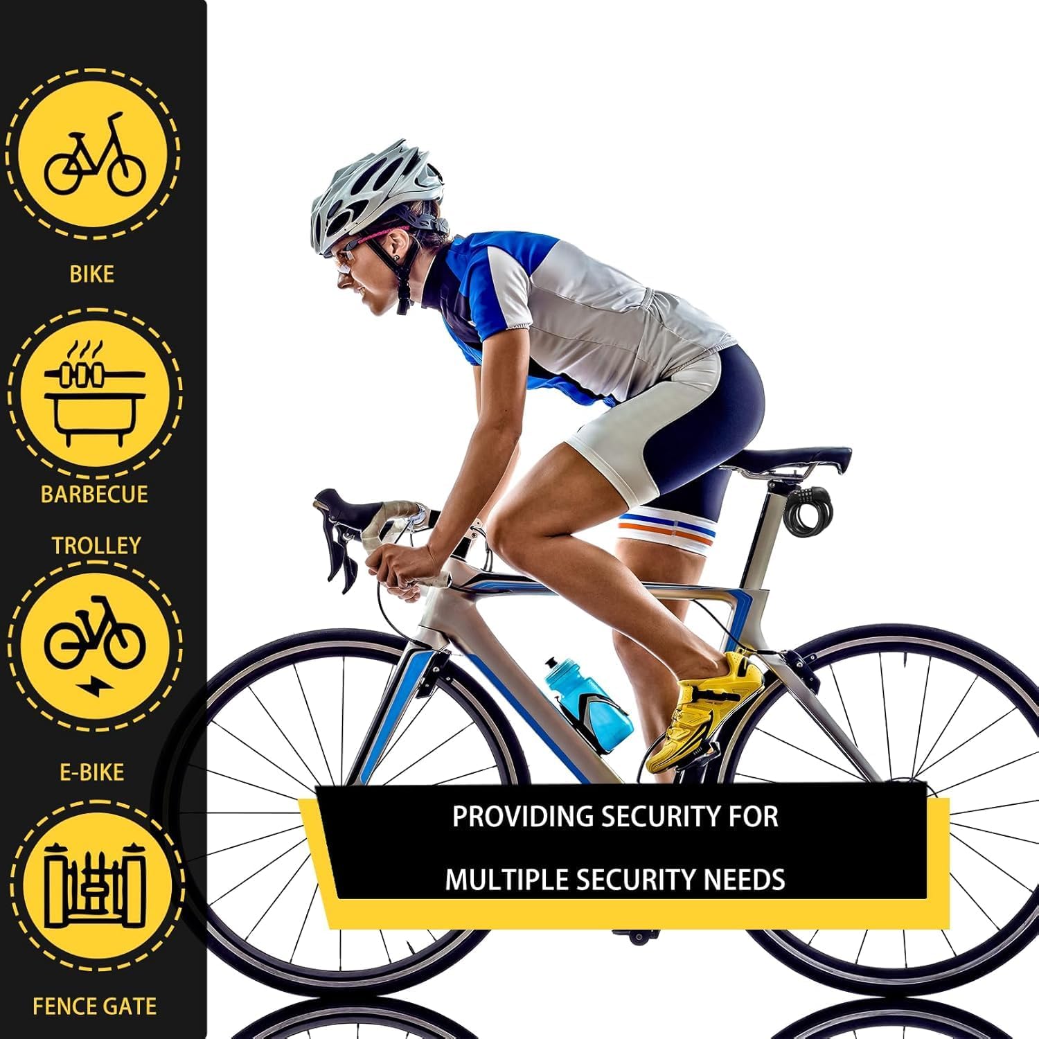 Bike Cable Lock 6FT Long, 4 Digit Resettable Combination Lock, Heavy Duty Steel Cable with Waterproof Vinyl Coating Anti Theft Security Lock for Road Bike E-Bike Scooter Fence Gate Toolbox - Image 7