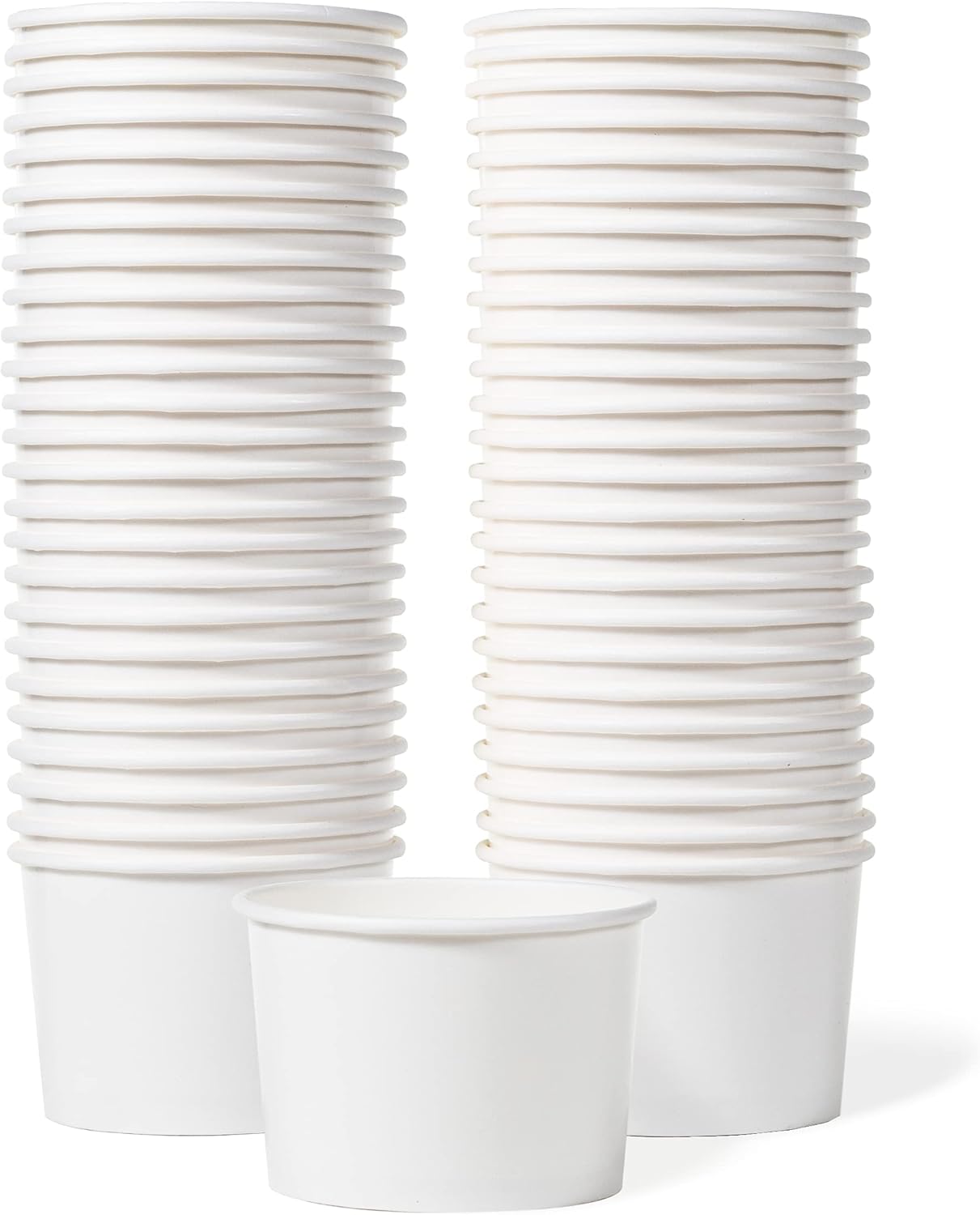 Paper Ice Cream Cups - 50-Count 9-Oz Disposable Dessert Bowls for Hot or Cold Food, 9-Ounce Party Supplies Treat Cups for Sundae, Frozen Yogurt, Soup, White - Image 1