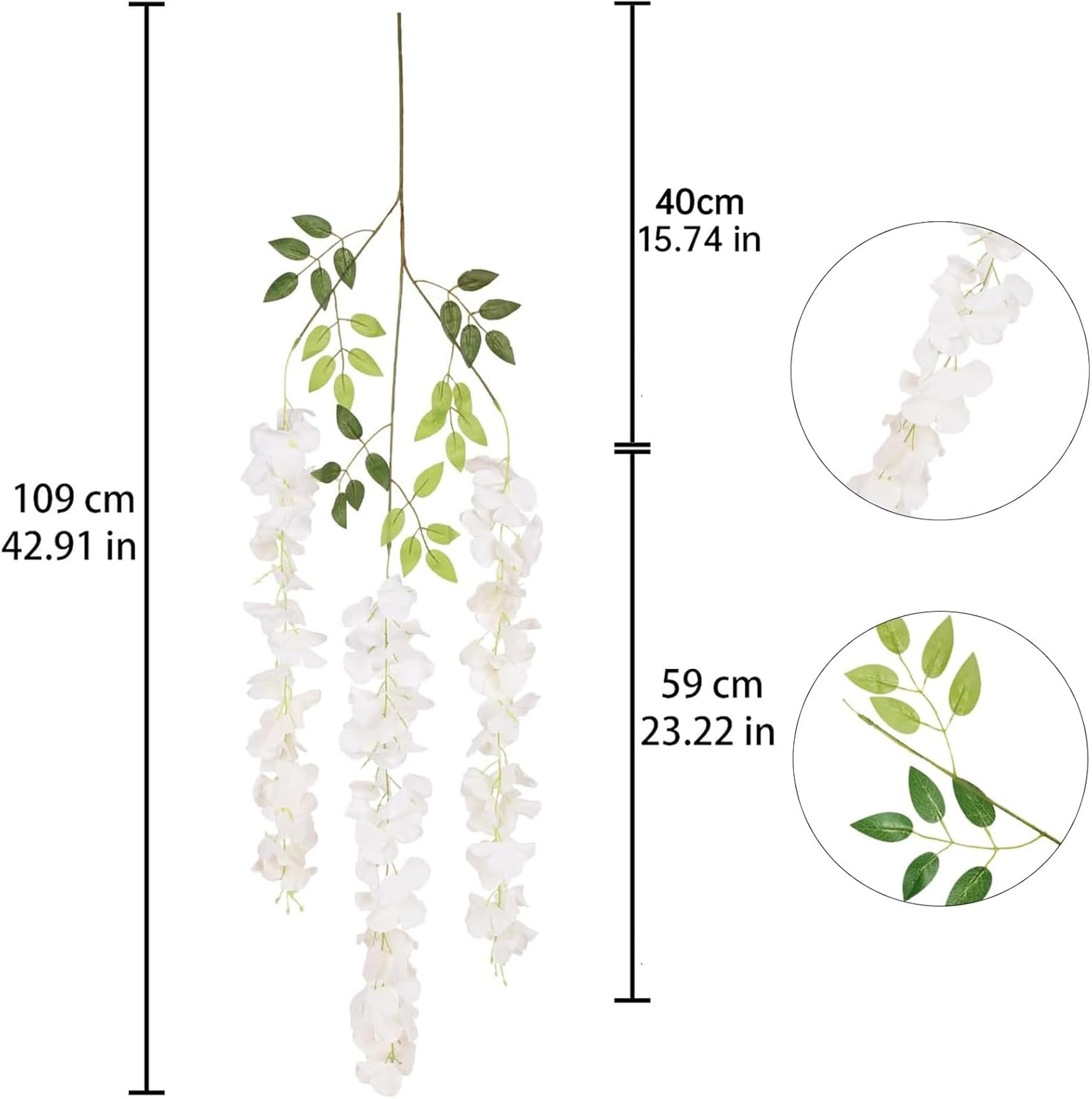 12Pack Wisteria Hanging Artificial Flowers 3.6ft Wisteria Silk Flowers Garland Fake Bushy Vine Faux Ratta String for Wedding Arch Party Garden Greenery Home Wall Backdrop Decor (Milk White) - Image 4
