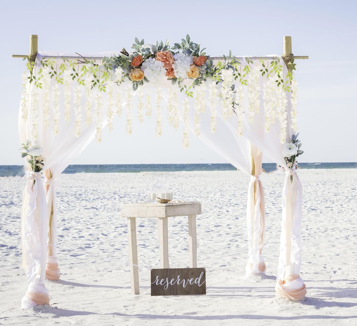 12Pack Wisteria Hanging Artificial Flowers 3.6ft Wisteria Silk Flowers Garland Fake Bushy Vine Faux Ratta String for Wedding Arch Party Garden Greenery Home Wall Backdrop Decor (Milk White) - Image 7