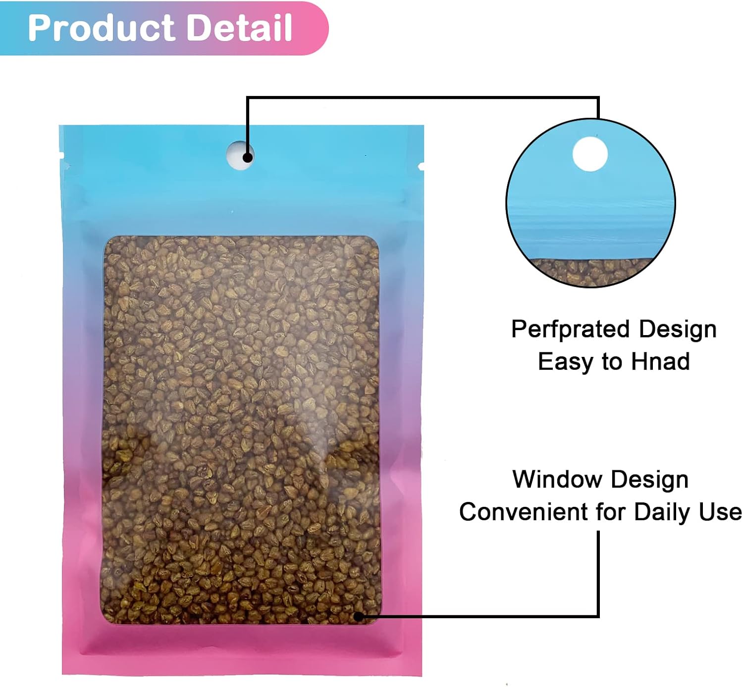 100 Pcs Resealable Mylar Bags, Gradient Color Food Storage Bags, Zip Bag Foil Bags Packaging Pouch for Food Storage, Sample, Small Business (Blue Pink, 4 X 6 Inch) - Image 4