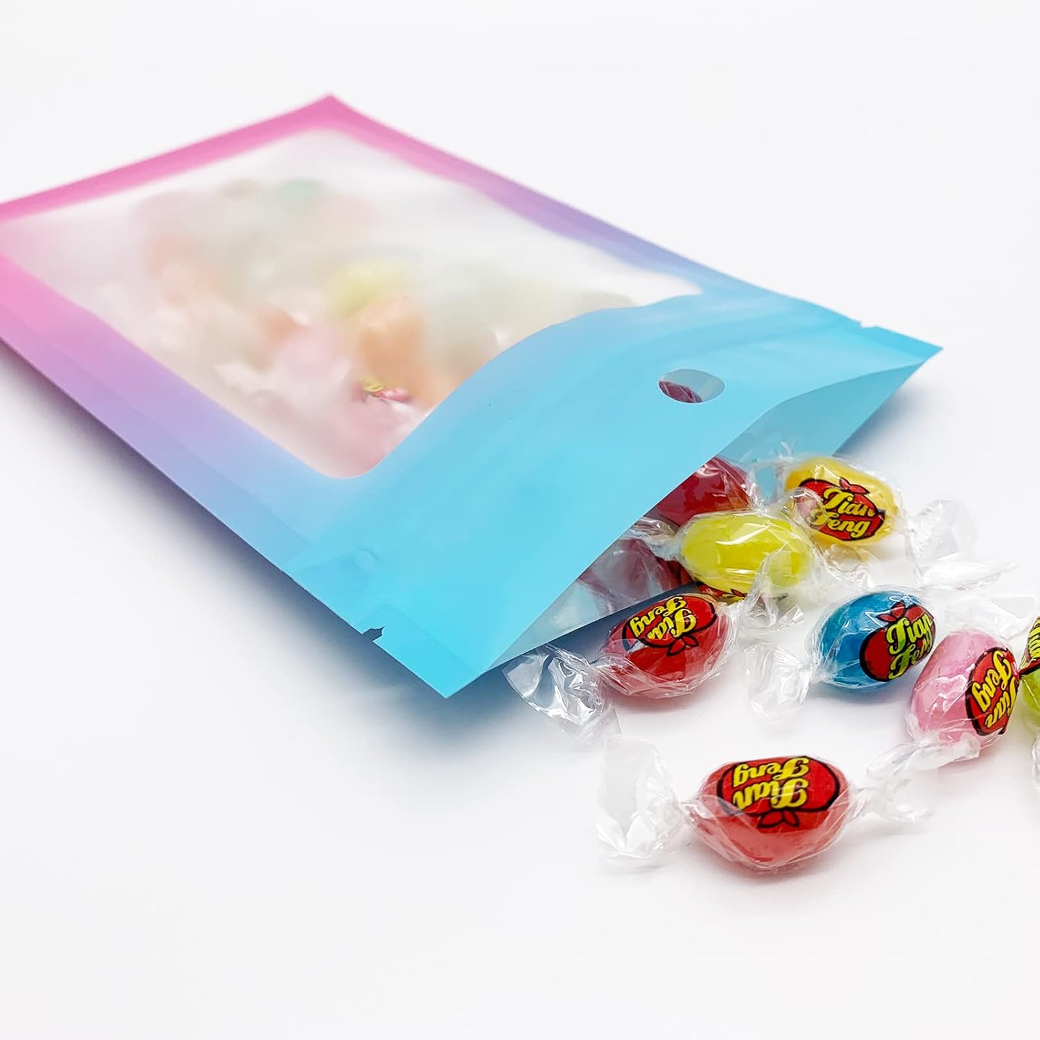 100 Pcs Resealable Mylar Bags, Gradient Color Food Storage Bags, Zip Bag Foil Bags Packaging Pouch for Food Storage, Sample, Small Business (Blue Pink, 4 X 6 Inch) - Image 5