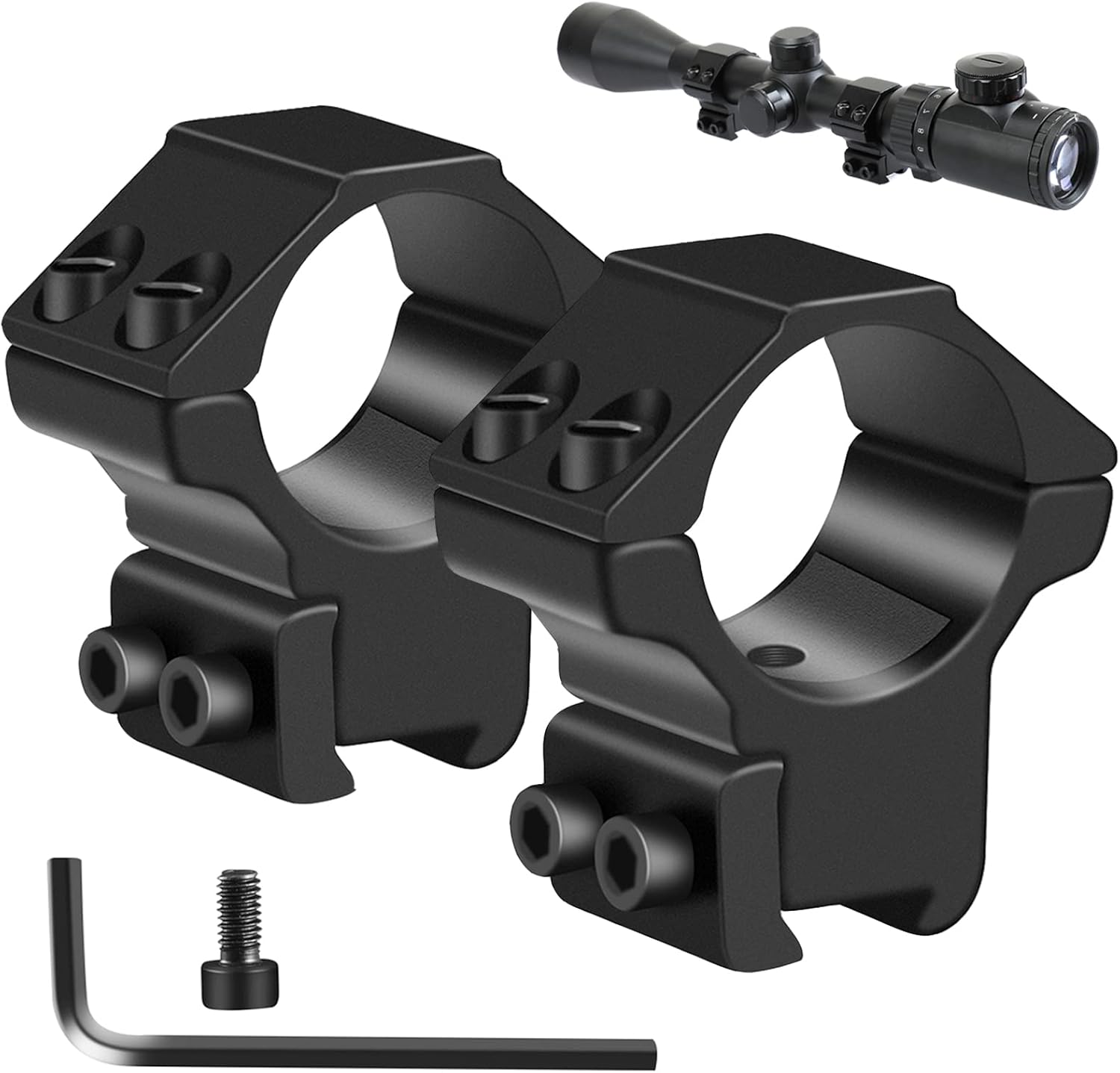 1'' Dovetail Scope Rings, 2 Pack High Profile or Medium Profile 1 Inch Scope Mount Rings for 11mm Dovetail Rails - Image 1