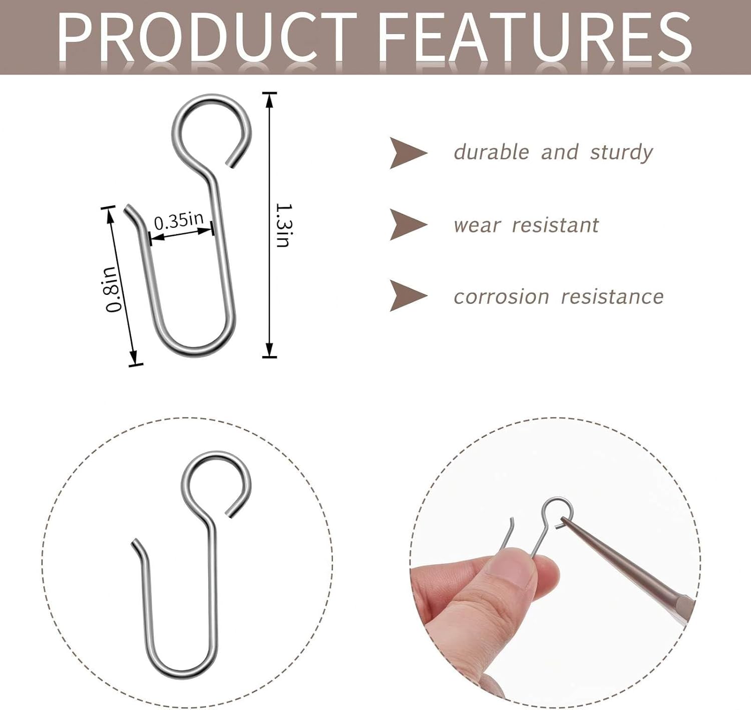 60 Pcs Metal Curtain Track Hooks S Shaped Small Curtain Metal Drape Wire Hooks for Ceiling Drape Track (Silver) - Image 2