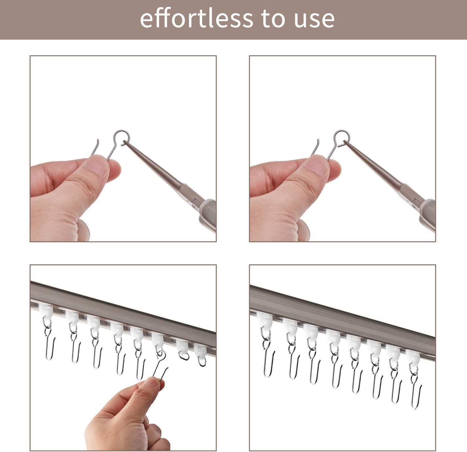 60 Pcs Metal Curtain Track Hooks S Shaped Small Curtain Metal Drape Wire Hooks for Ceiling Drape Track (Silver) - Image 3