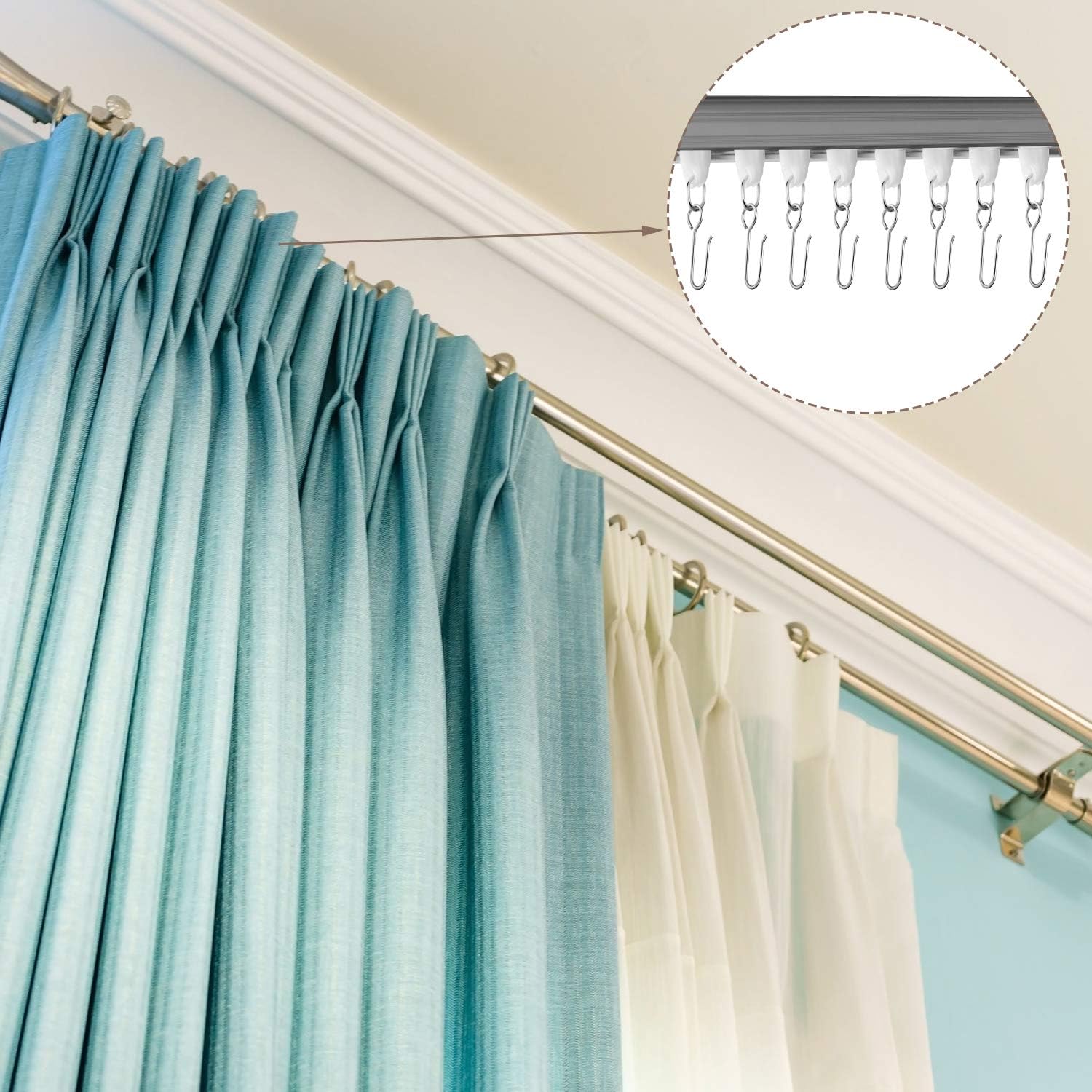 60 Pcs Metal Curtain Track Hooks S Shaped Small Curtain Metal Drape Wire Hooks for Ceiling Drape Track (Silver) - Image 5