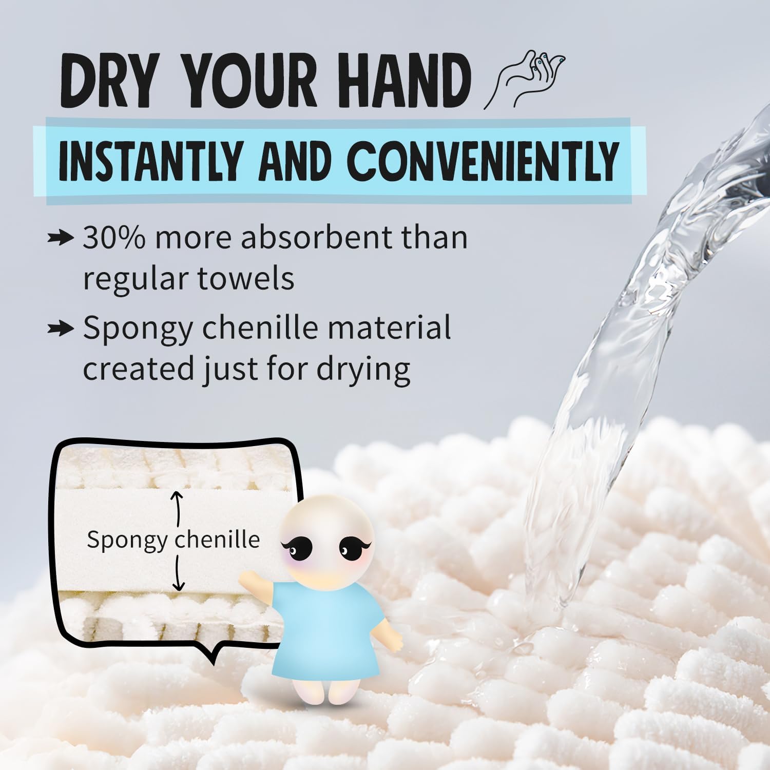 Fuzzy Ball Hand Towels (Set of 2) - Dry Your Hands conveniently with This Creative Hand Towel Hedgehog Decorative Towels for Bathroom (Pack of 2, Mint) - Image 4