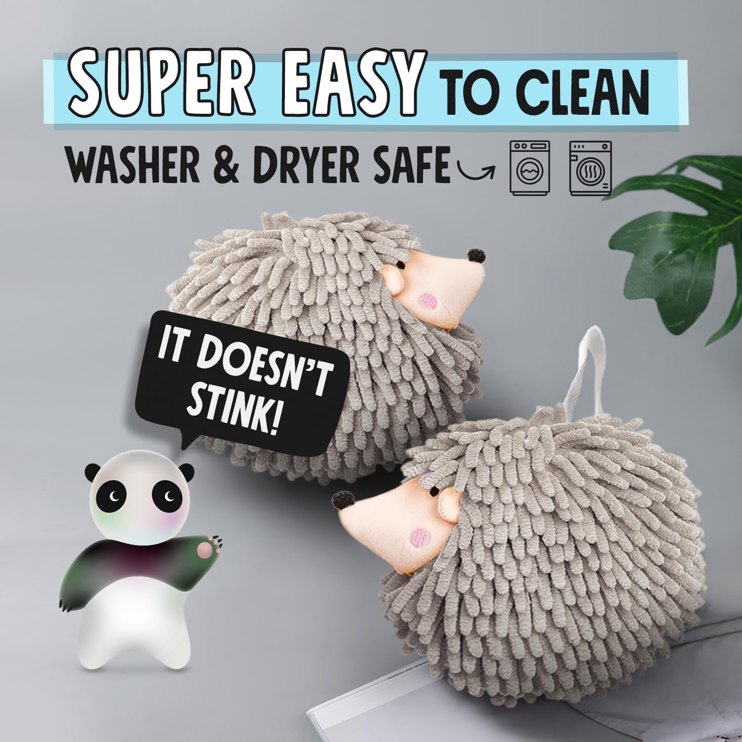 Fuzzy Ball Hand Towels (Set of 2) - Dry Your Hands conveniently with This Creative Hand Towel Hedgehog Decorative Towels for Bathroom (Pack of 2, Mint) - Image 6