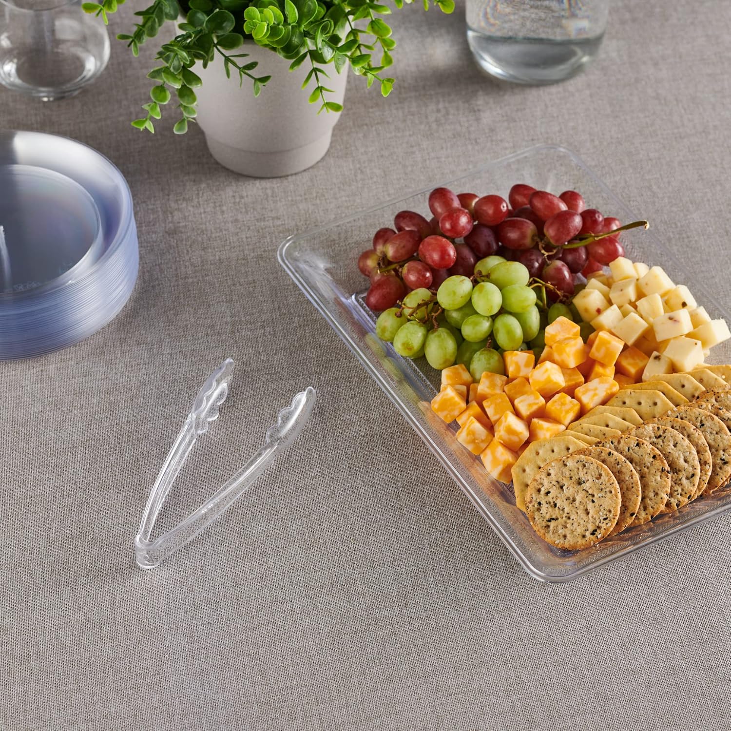 [Clear Tongs 7.5'' Inches]  7.5'' Serving Tongs Heavy Duty Reusable Kitchen and BBQ Clear Serving Tong for party's, Caterings, Events, Buffet, Weddings, And every Day use Pack of 12 - Image 2