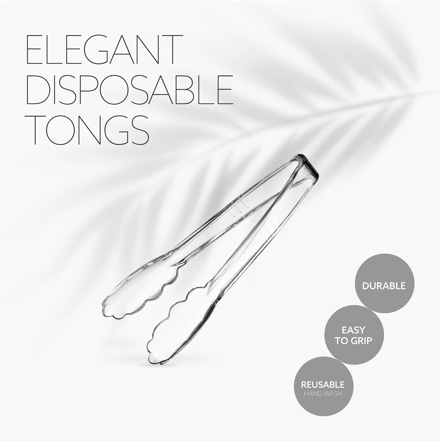 [Clear Tongs 7.5'' Inches]  7.5'' Serving Tongs Heavy Duty Reusable Kitchen and BBQ Clear Serving Tong for party's, Caterings, Events, Buffet, Weddings, And every Day use Pack of 12 - Image 5