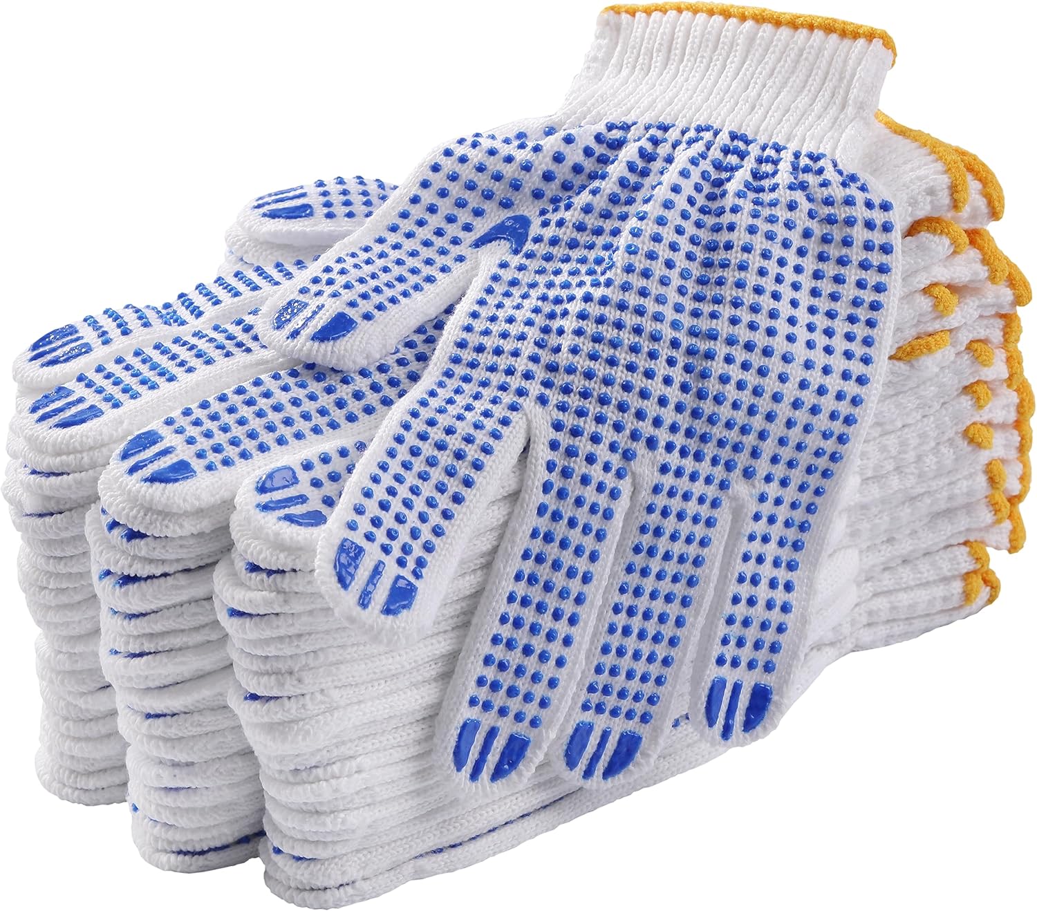 12Pairs Grip Safety Work Gloves Anti-slip Dots Bulk Gloves Moist Cotton Knit Gloves for Garage Warehouse Construction - Image 1