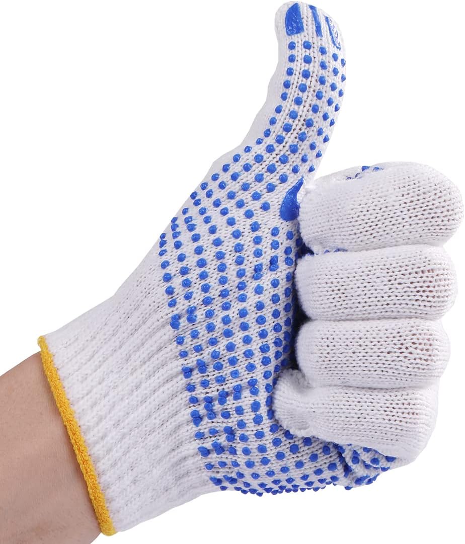 12Pairs Grip Safety Work Gloves Anti-slip Dots Bulk Gloves Moist Cotton Knit Gloves for Garage Warehouse Construction - Image 3