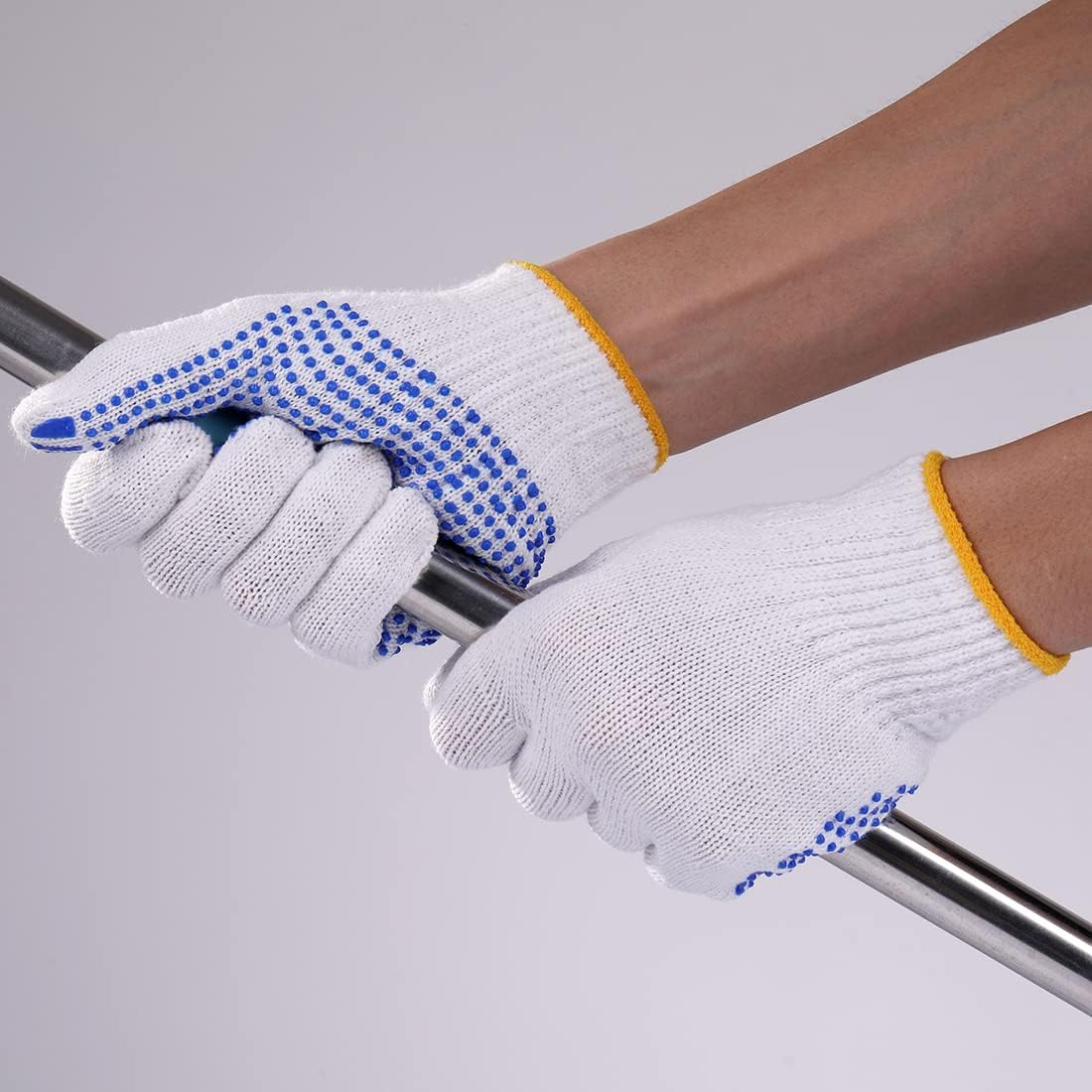 12Pairs Grip Safety Work Gloves Anti-slip Dots Bulk Gloves Moist Cotton Knit Gloves for Garage Warehouse Construction - Image 6