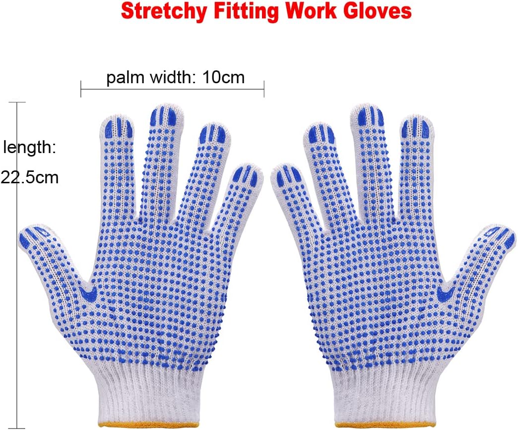12Pairs Grip Safety Work Gloves Anti-slip Dots Bulk Gloves Moist Cotton Knit Gloves for Garage Warehouse Construction - Image 7