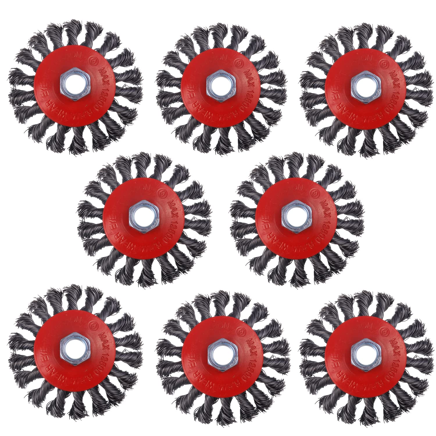 8 Pack 4 Inch Wire Wheels for Angle Grinder, Wire Wheel Brush for 4 1/2 Angle Grinder, Twist Knotted Carbon Steel Wire Wheel with 5/8