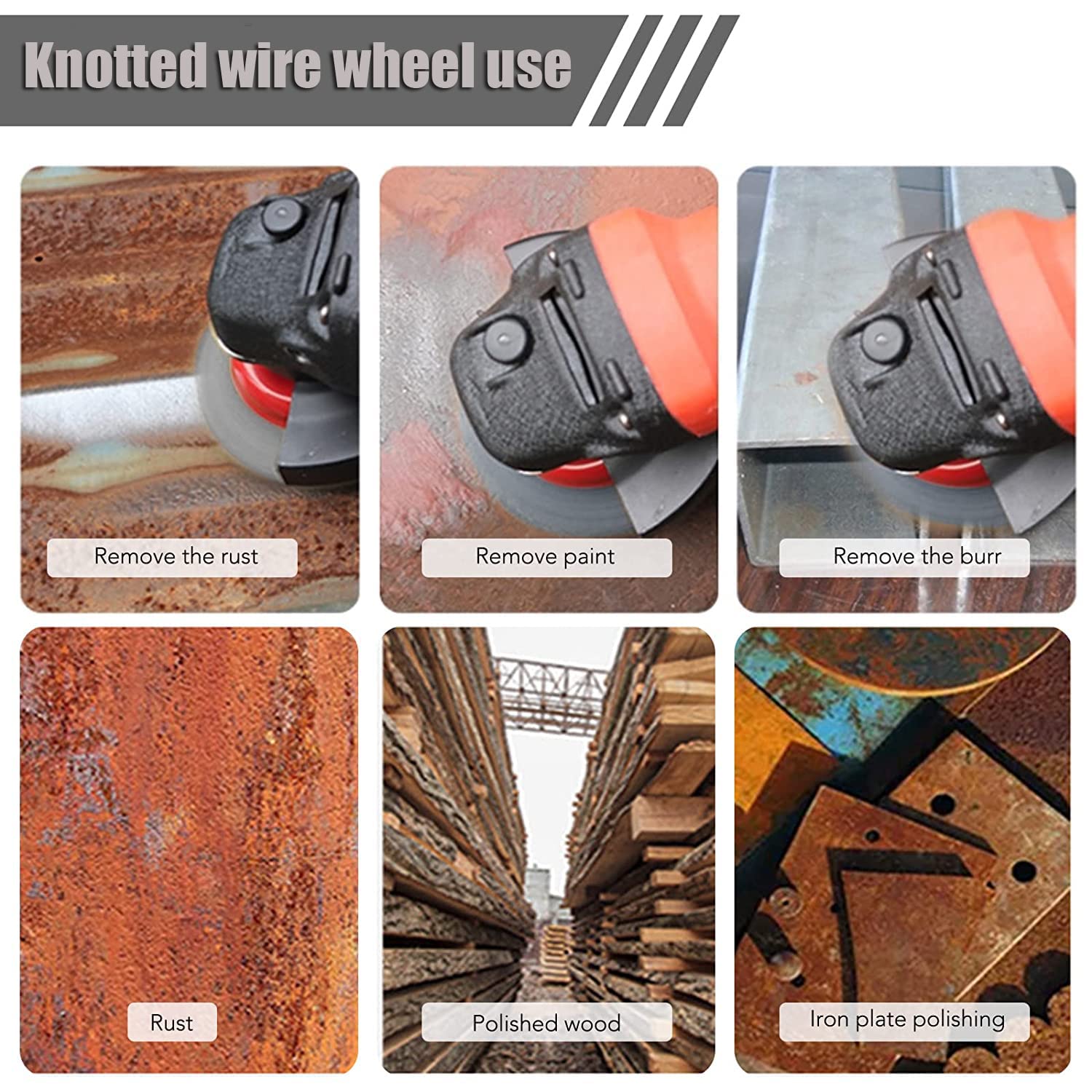 8 Pack 4 Inch Wire Wheels for Angle Grinder, Wire Wheel Brush for 4 1/2 Angle Grinder, Twist Knotted Carbon Steel Wire Wheel with 5/8