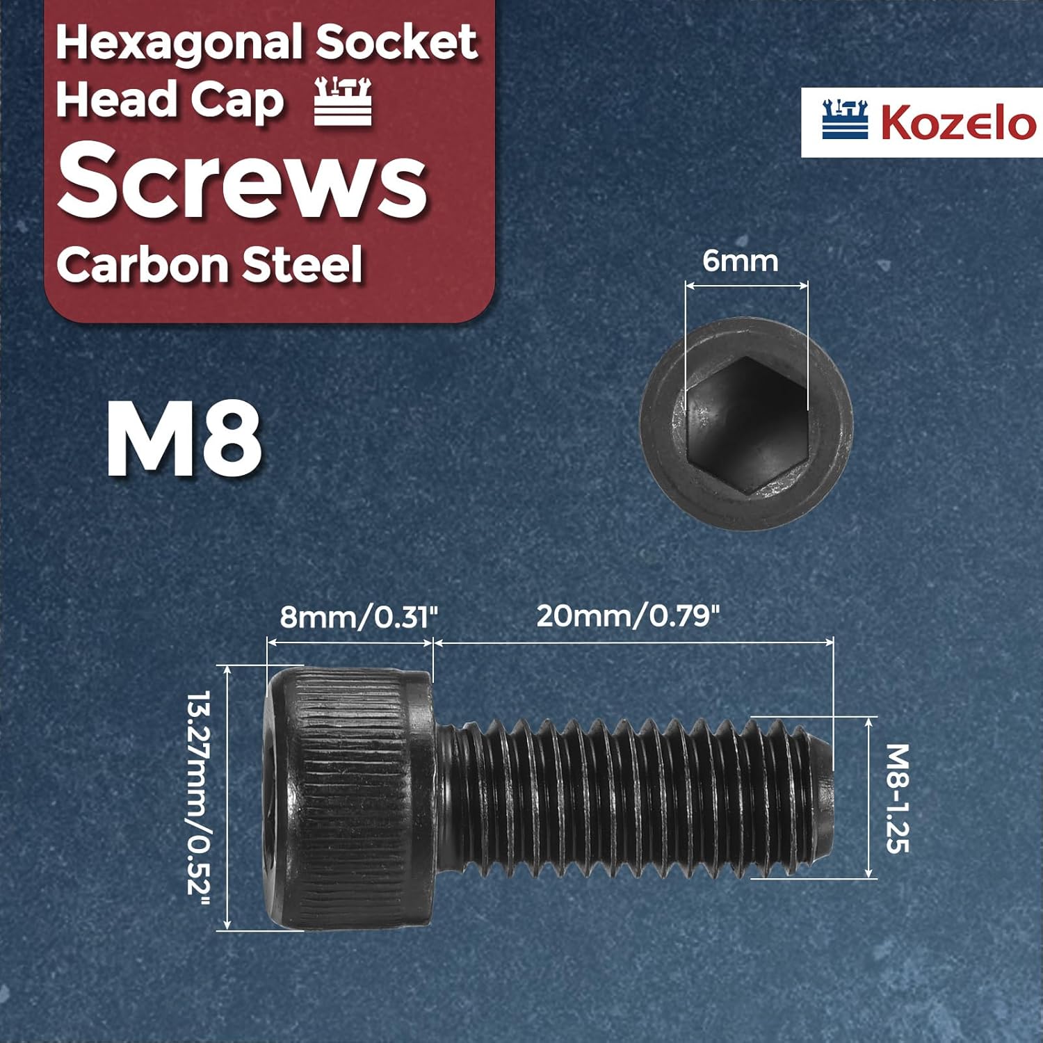 40pcs Socket Head Cap Screws - [M8-1.25 x 20mm] Alloy Steel Black Oxide Grade 12.9 Internal Hex Screw for 3D Printer Furniture Industrial Use, Black - Image 2