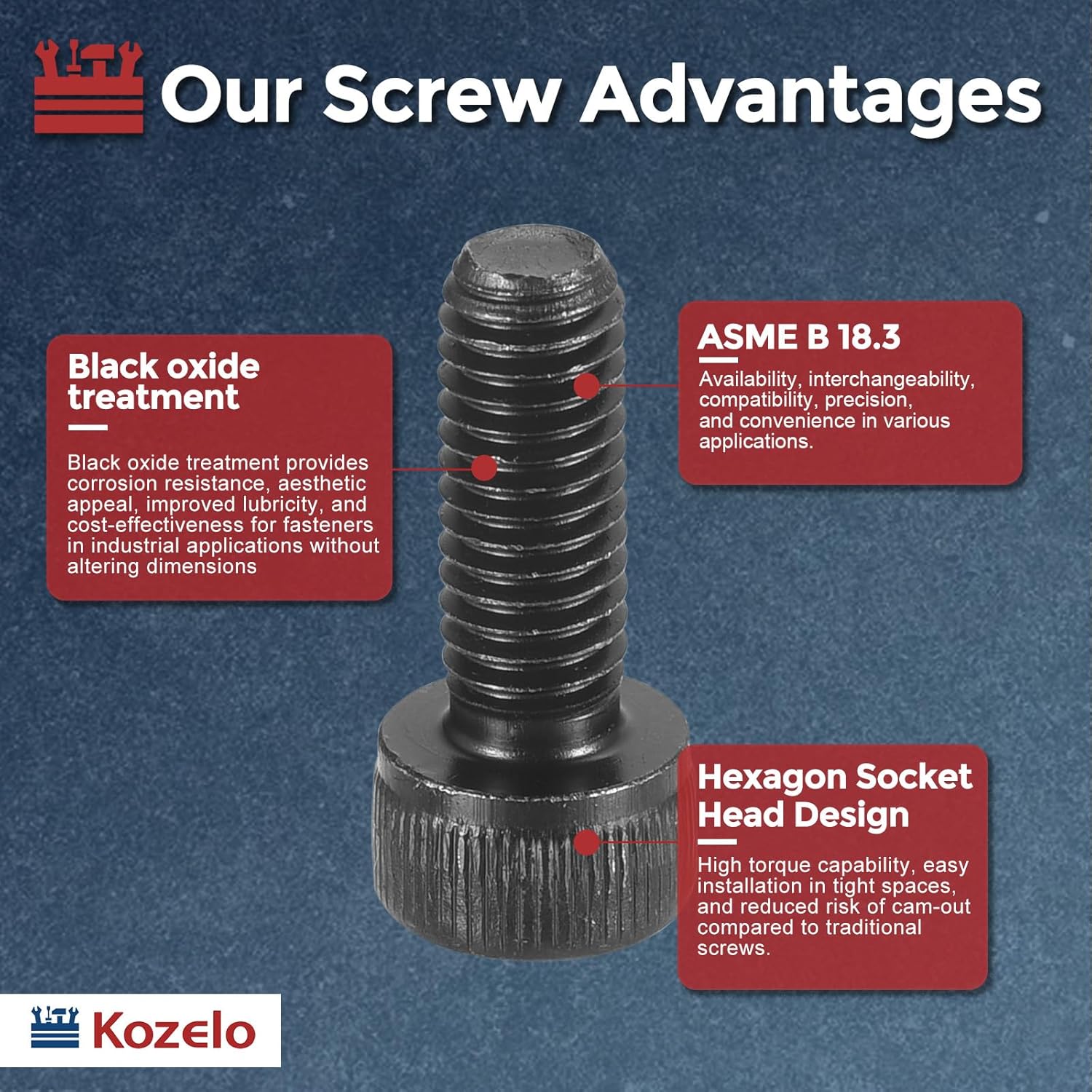 40pcs Socket Head Cap Screws - [M8-1.25 x 20mm] Alloy Steel Black Oxide Grade 12.9 Internal Hex Screw for 3D Printer Furniture Industrial Use, Black - Image 3
