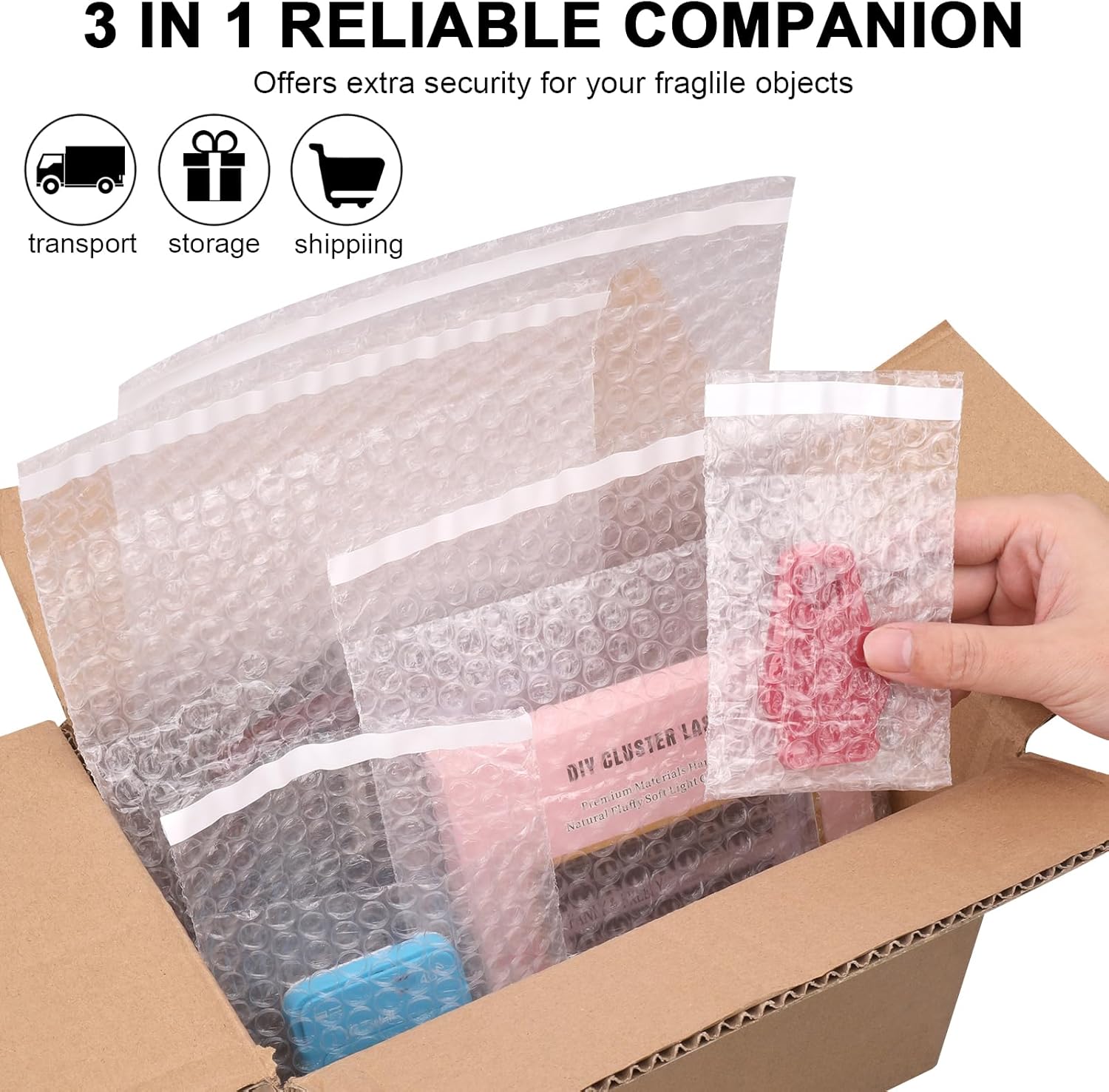 100Pack Small Bubble Out Bag Pouches 3.15