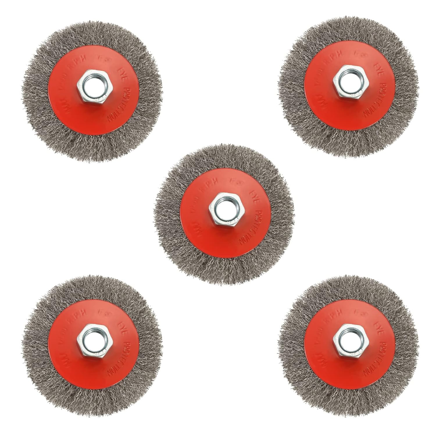 5 Pack 4 Inch Coarse Crimped Wire Wheel Brush for Angle Grinder with 5/8 Inch-11 Threaded Arbor - 0.014 Inch Carbon Steel Wire -Light Duty Conditioning for Metals - Image 1
