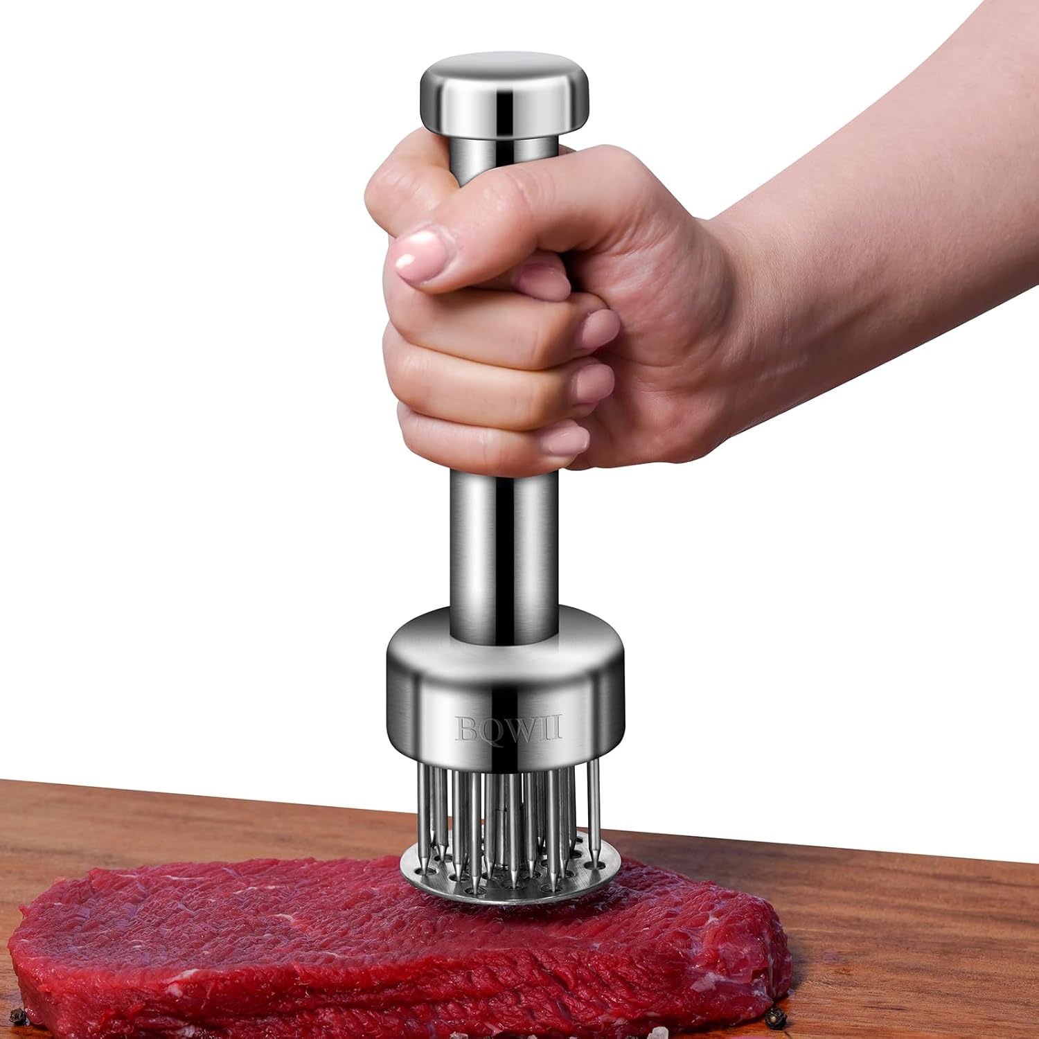 Stainless Steel Meat Tenderizer Tool with 21 Sharp Needles - A Meat Tenderizer Mallet for Chicken and Beef, Durable Meat Mallet Hammer, Easy-Grip Meat Hammer Tenderizer - Image 1