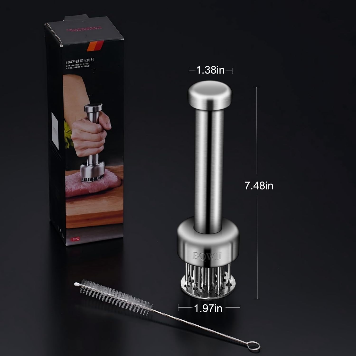 Stainless Steel Meat Tenderizer Tool with 21 Sharp Needles - A Meat Tenderizer Mallet for Chicken and Beef, Durable Meat Mallet Hammer, Easy-Grip Meat Hammer Tenderizer - Image 2