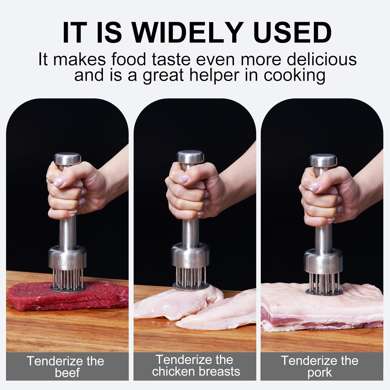 Stainless Steel Meat Tenderizer Tool with 21 Sharp Needles - A Meat Tenderizer Mallet for Chicken and Beef, Durable Meat Mallet Hammer, Easy-Grip Meat Hammer Tenderizer - Image 3