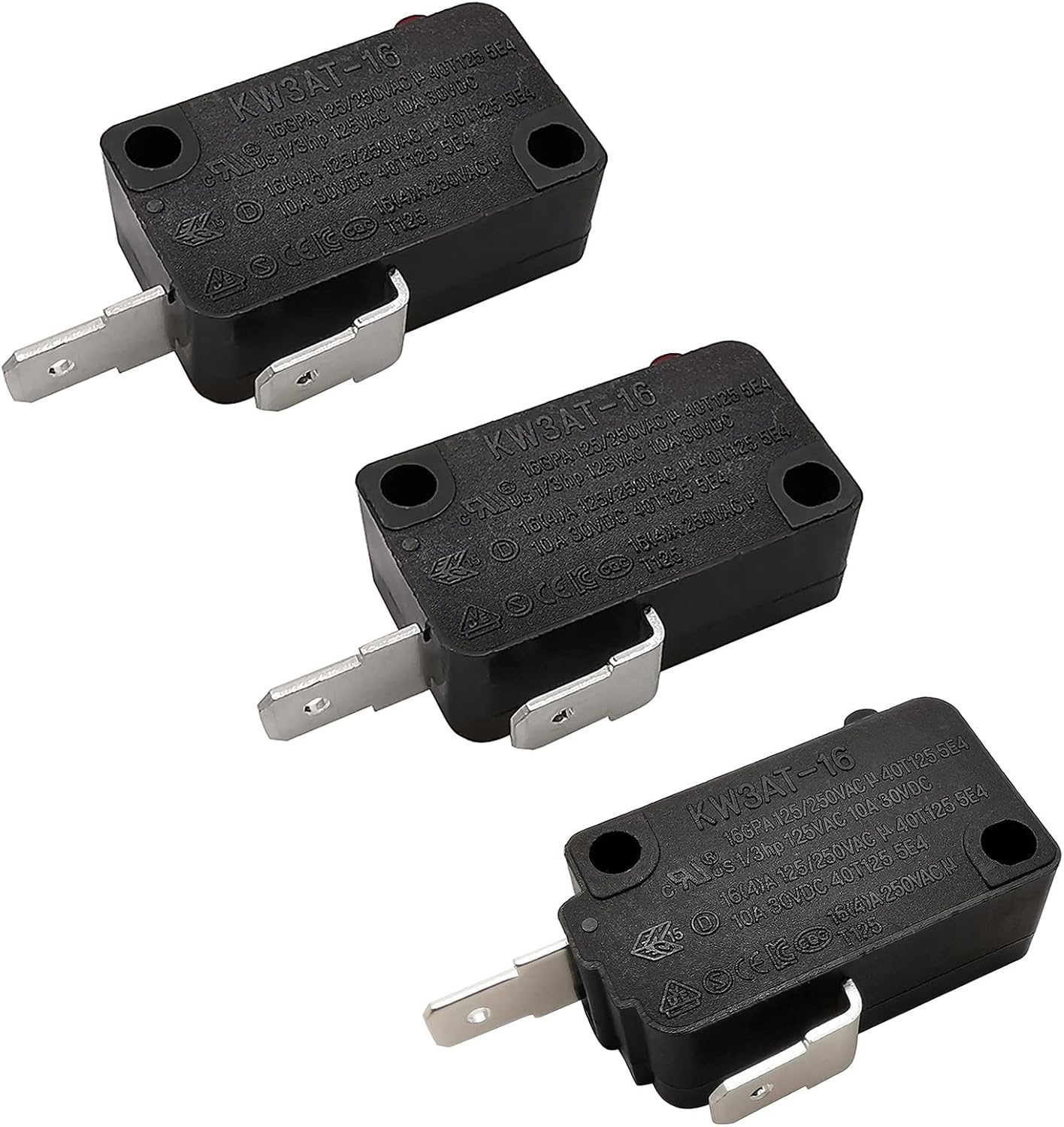 Microwave Oven Door Switch Replacement Part, 16A 125VAC, KW3AT-16 (Downward Compatible with KW3A-16), 2X Normally Open + 1x Normally Closed - Image 1