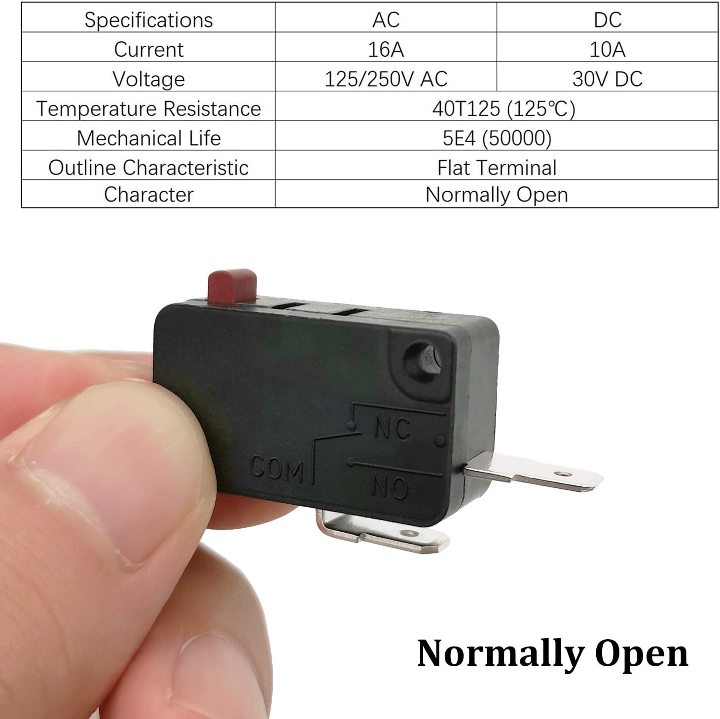 Microwave Oven Door Switch Replacement Part, 16A 125VAC, KW3AT-16 (Downward Compatible with KW3A-16), 2X Normally Open + 1x Normally Closed - Image 2