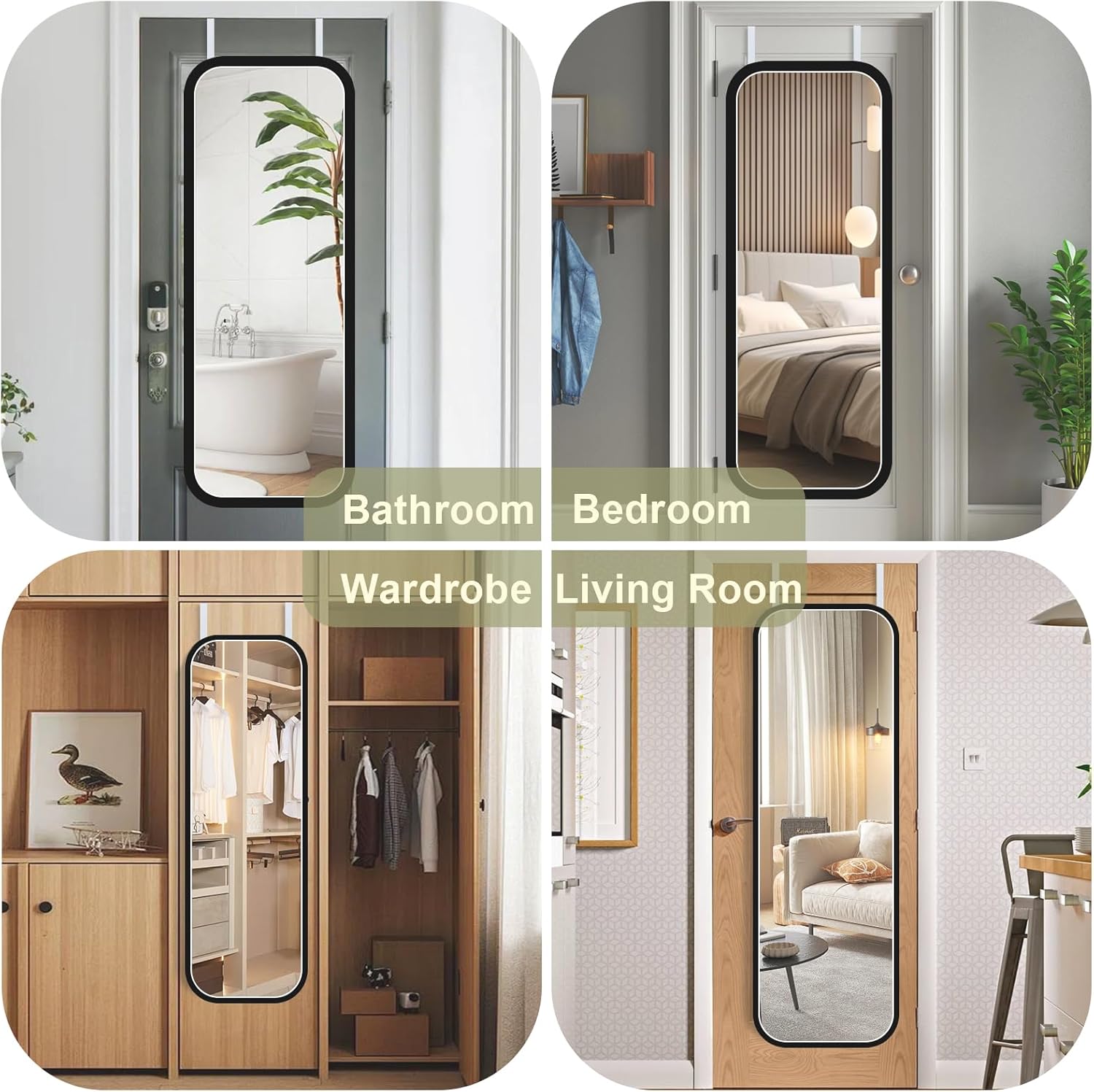 Over-The-Door Mirror Hanger, Adjustable 13.6 in Door Mirrors Hanger with Protective Lining, Prevent Scratches, 2 Pcs Mirrors Brackets Perfect Height and Fit (Mirror Not Included) - White - Image 7