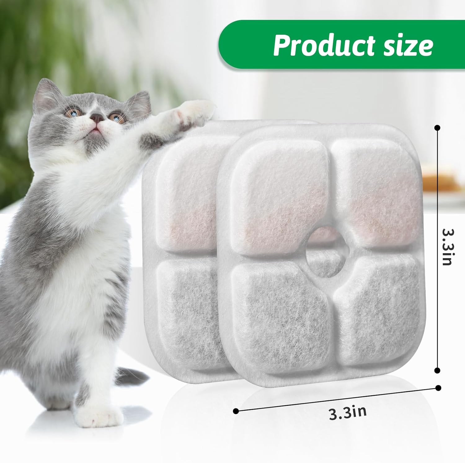 Cat Water Fountain Replacement Filters Fit for 2.5L Fountain with Whiskers Pattern Triple Action Water Pet Cat Drinking Fountain Filter Pack of 12 - Image 3