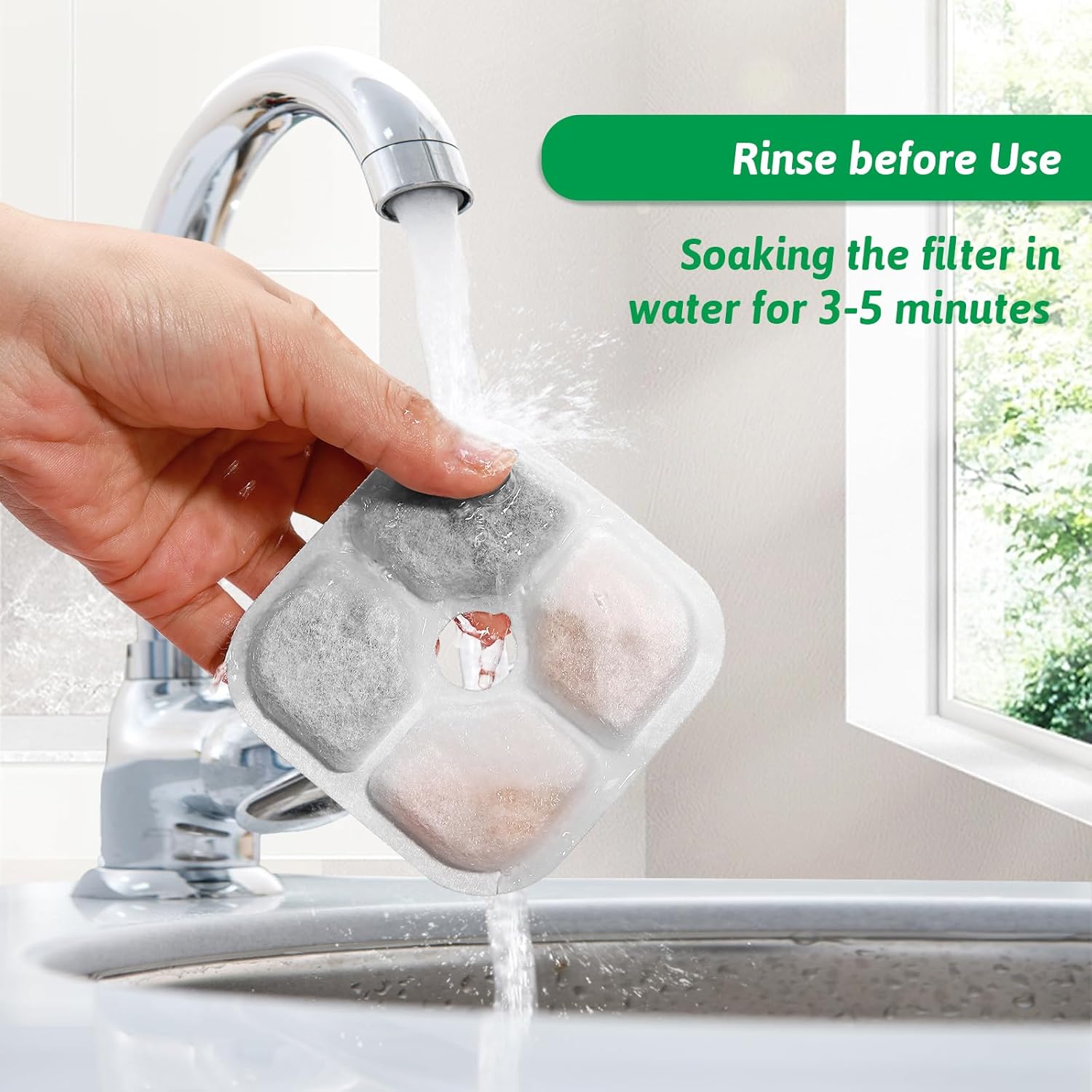 Cat Water Fountain Replacement Filters Fit for 2.5L Fountain with Whiskers Pattern Triple Action Water Pet Cat Drinking Fountain Filter Pack of 12 - Image 6