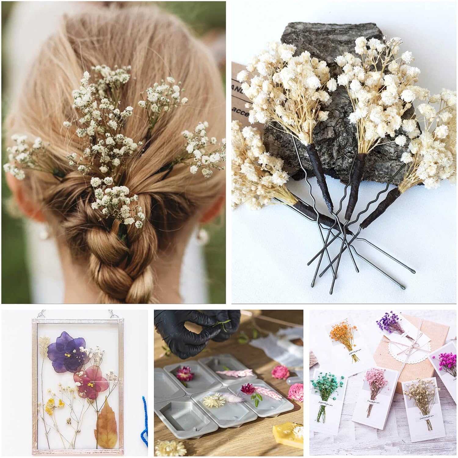 50Pcs Mini Dried Baby's Breath Flowers, 6'' Natural Ivory White Flowers for Resin Art Craft DIY, 3000+ Pressed Gypsophila Bouquet Present for Valentine's Day, Wedding Wreath, Card Making, Home Decor - Image 4
