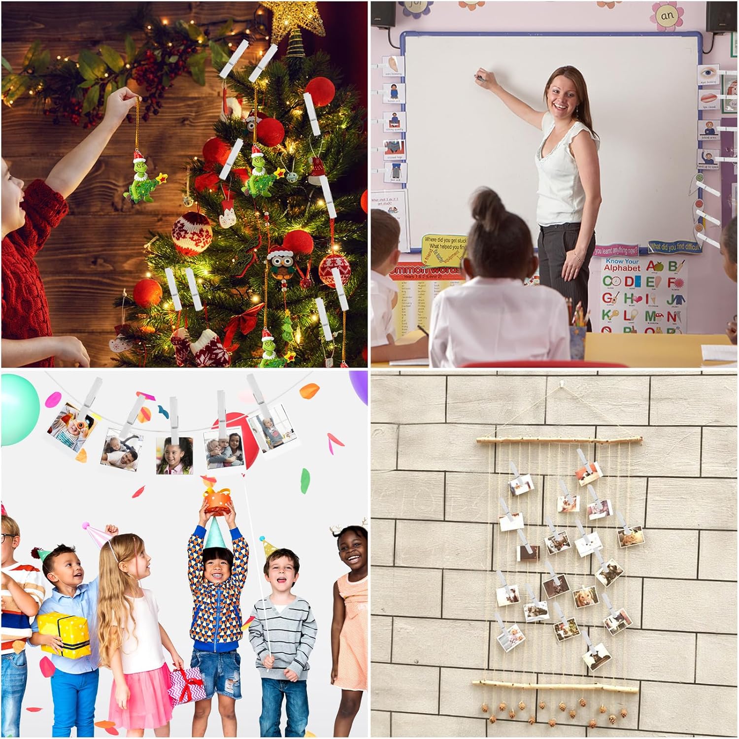 50Pcs White Wooden Clothespins, 2.9 inch Clothes Pins for Crafts, Natural Laundry Hanging Clips, DIY Cheer Pin - Image 2