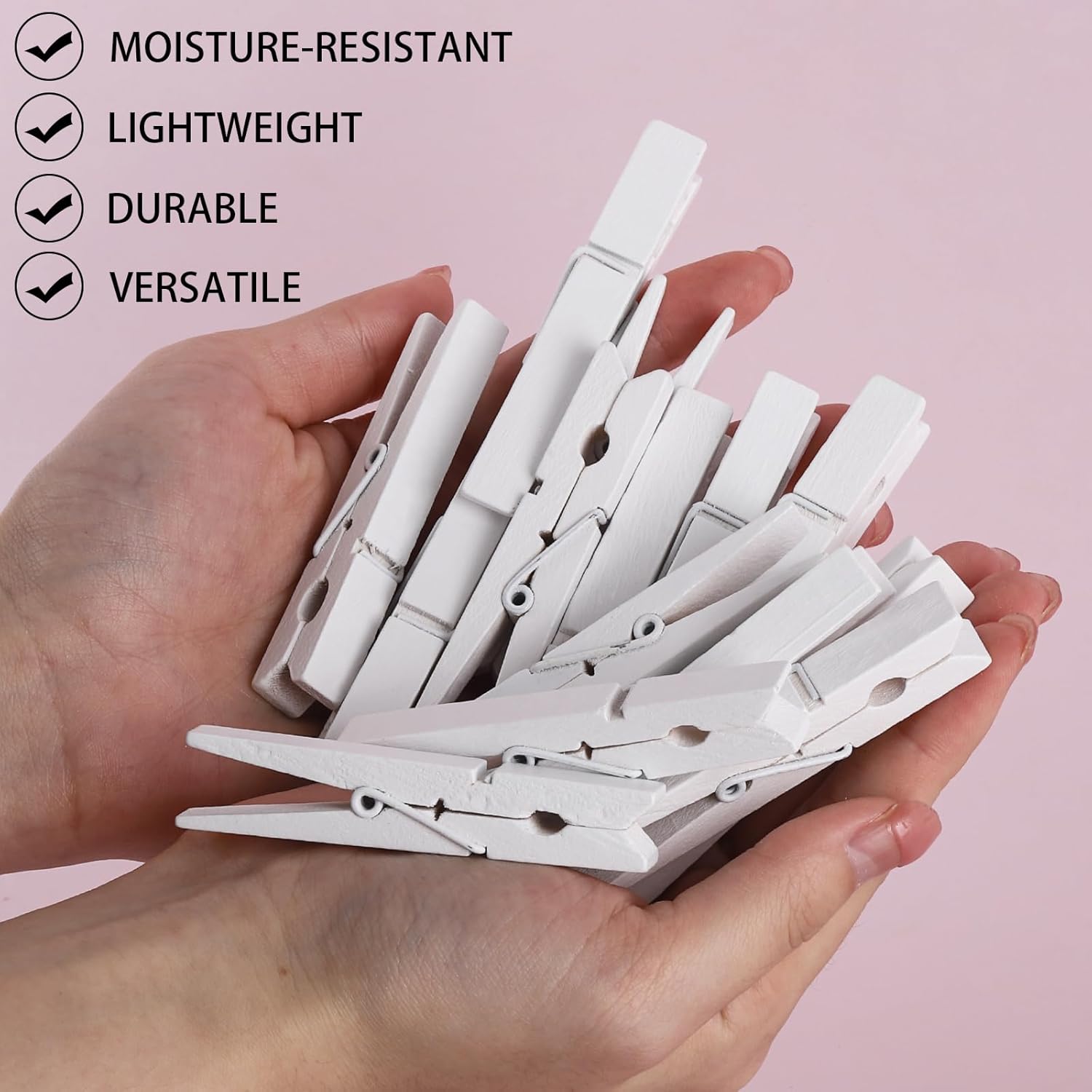 50Pcs White Wooden Clothespins, 2.9 inch Clothes Pins for Crafts, Natural Laundry Hanging Clips, DIY Cheer Pin - Image 6