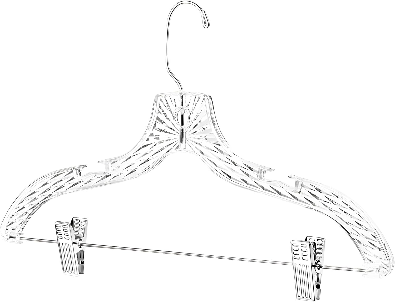 Clothes Hangers with Clips Plastic Set of 12 Pack Heavy Duty Hangers Dresses, T-Shirts Shirt Suit Hangers for Closet Organization Crystal Clear Hanger Pants Skirt Hanger Women and Men - Image 1