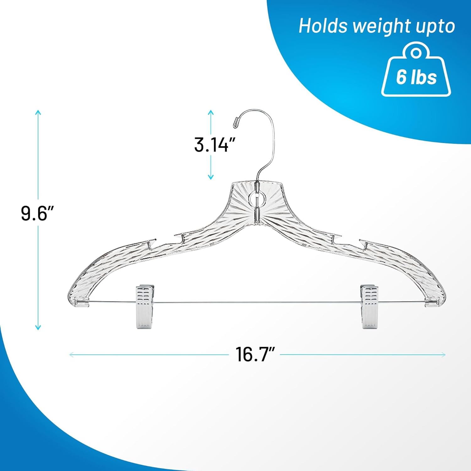 Clothes Hangers with Clips Plastic Set of 12 Pack Heavy Duty Hangers Dresses, T-Shirts Shirt Suit Hangers for Closet Organization Crystal Clear Hanger Pants Skirt Hanger Women and Men - Image 7