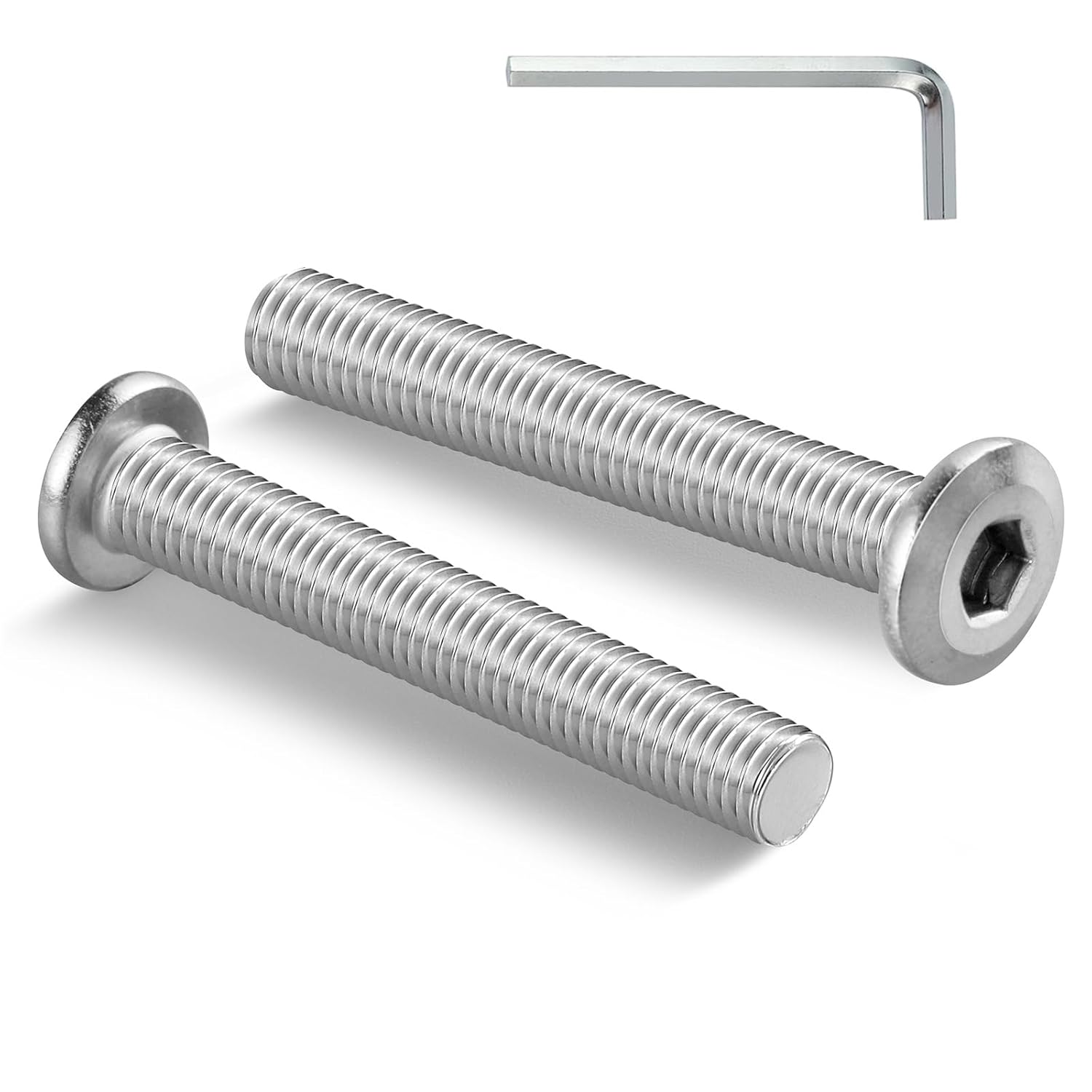 M6-1.0 x 45mm Flat Head Hex Socket Cap Screws Bolts 10Pcs, M6 Bolt 304 Stainless Steel 18-8 Furniture Bolts Full Thread, with Hex Spanner - Image 1