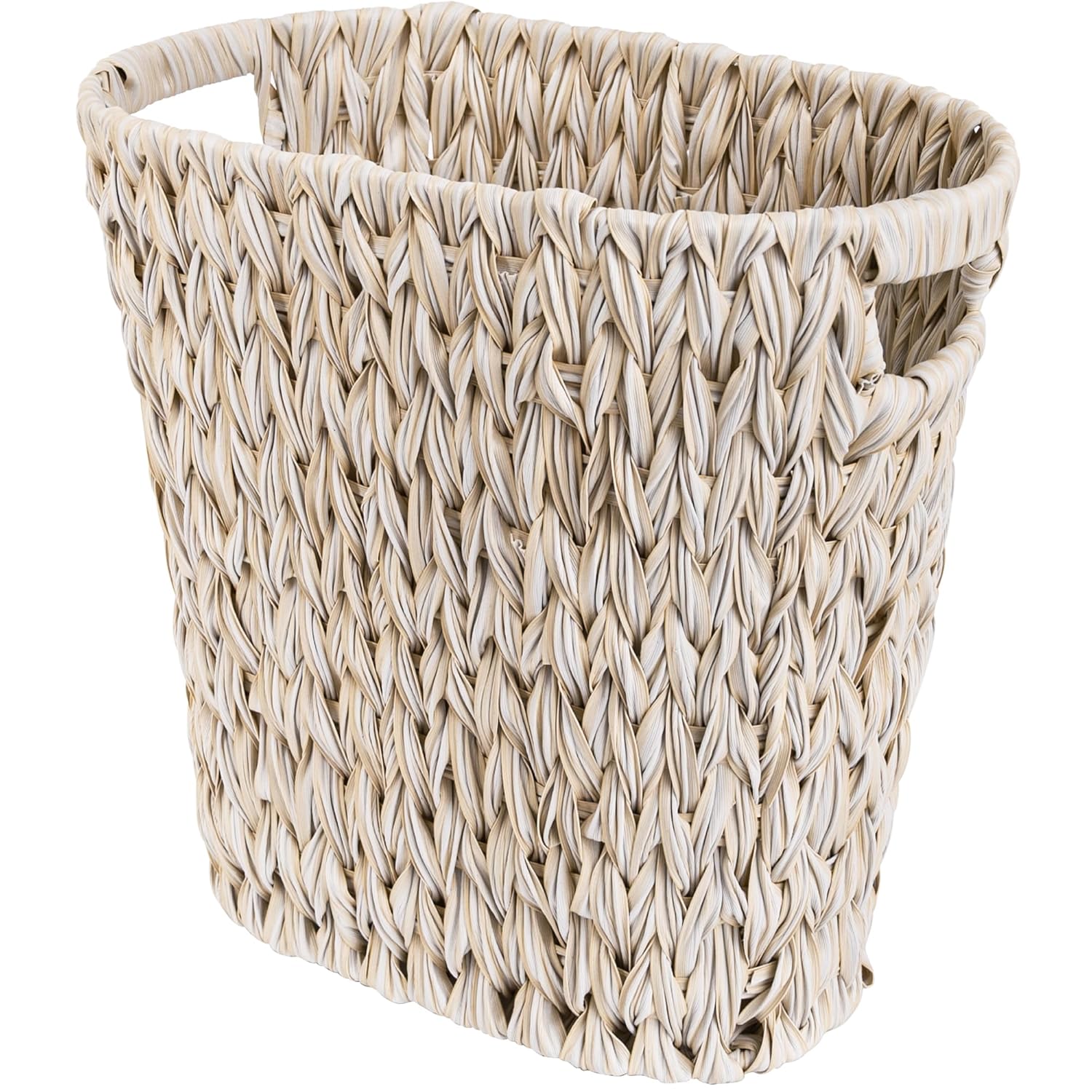 Wicker Trash Can, Waterproof Bathroom Trash Can, Wicker Waste Basket for Bathroom, Decorative Boho Waste Basket for Bedroom, Office, 19 Liters/5 Gallons - Image 1