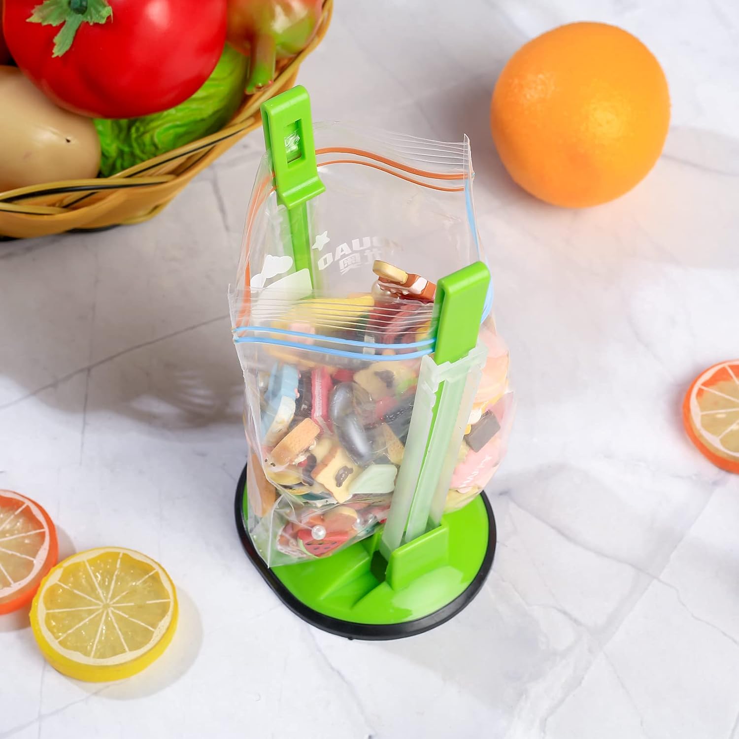 2 Pcs Baggy Rack, Freezer Bag Holder Stand, Adjustable Food Storage Holders, Plastic Food Prep Bag/Zip Lock Bag Holder Stand, for Meal Prep Bag, Kitchen Gadget - Image 6