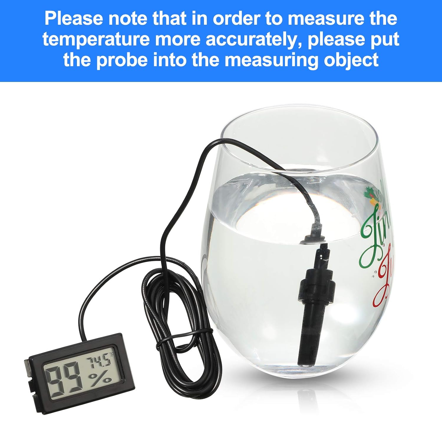 Mini Digital Temperature Humidity Meters Gauge with Probe Gauge LCD Fahrenheit Display Thermometer Hygrometer for Incubator Reptile Plant Greenhouse Chicken Coop Garden(Black, 3 Pieces) - Image 4