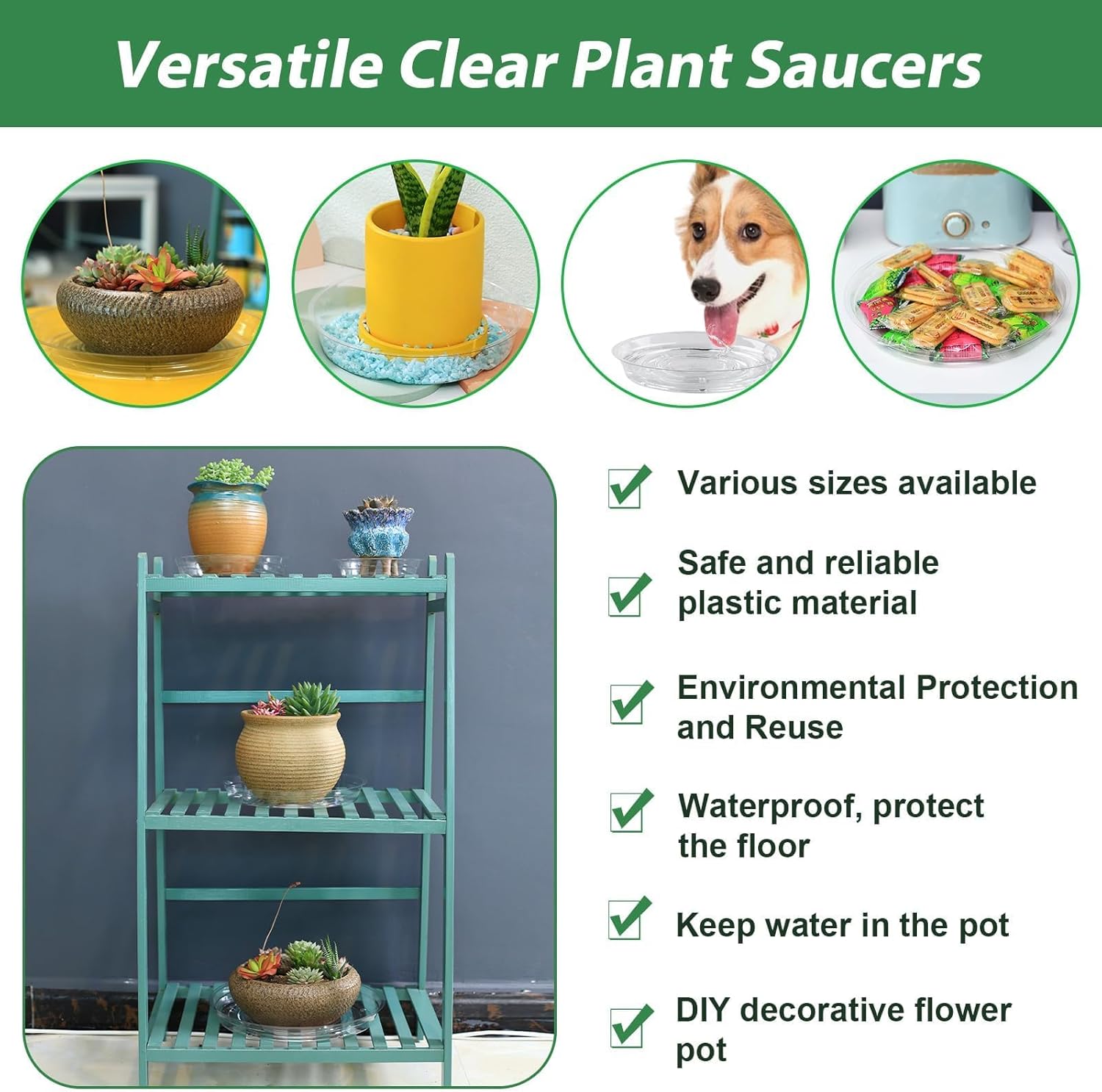 20 Pack 6 Inch Plant Saucers Clear Plastic Plant Saucer Drip Trays Small Plant Plate Dish for Indoor Flower Pots and Planters, Bulk - Image 7