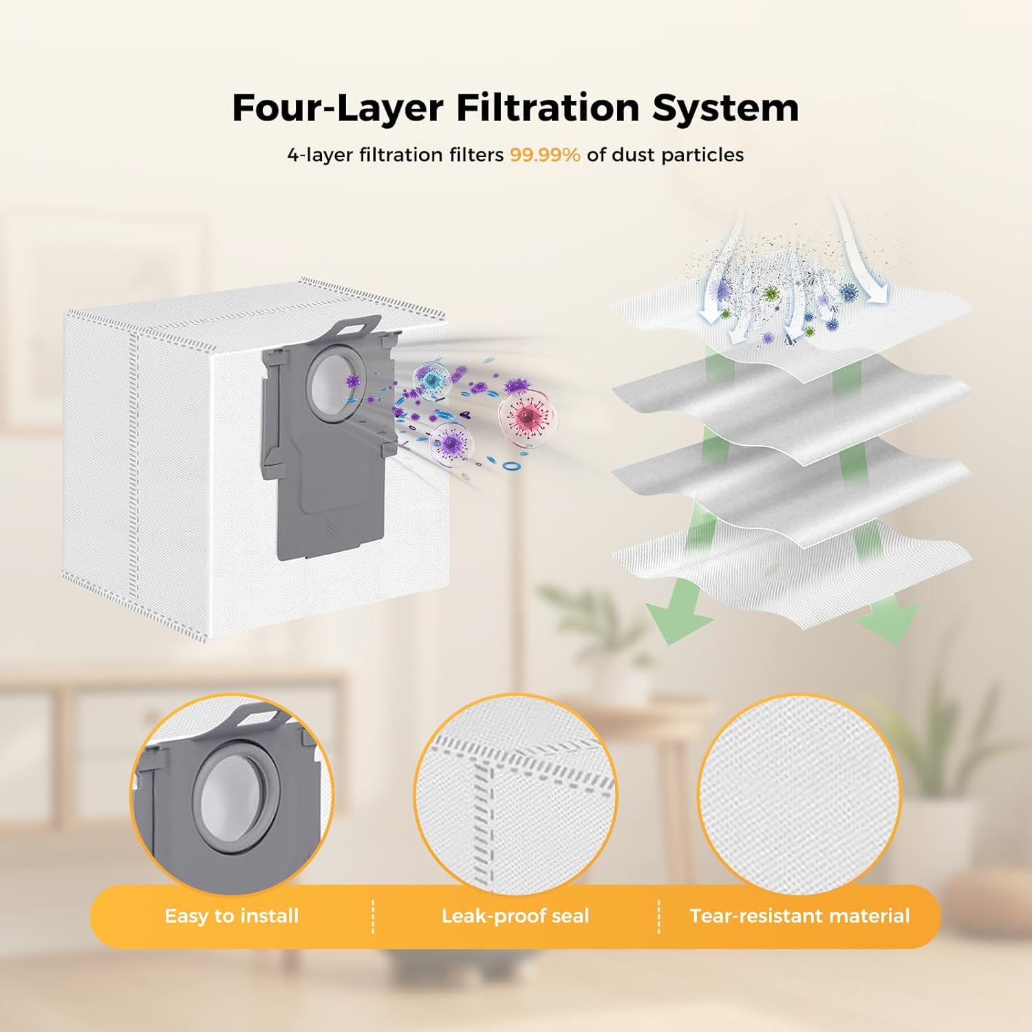 24PCS Replacement Parts Compatible with  Q7 M5+/ Q7 M5/Q7 L5/Q7 L5+, 2 Main Brushes, 6 Side Brushes, 4 HEPA Filters, 4 Mop Pads, 6 Dust Bags, 1 Cleaning Brush,1 Screwdriver Spare Parts - Image 4
