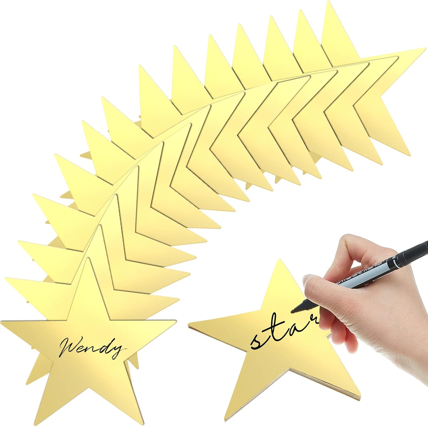 80 Pieces Stars Cutouts Glitter Double Printed Paper Cardboard Stars Decorations for Bulletin Board Classroom Wall Party Decoration Supply, 6 Inches(Gold) - Image 1