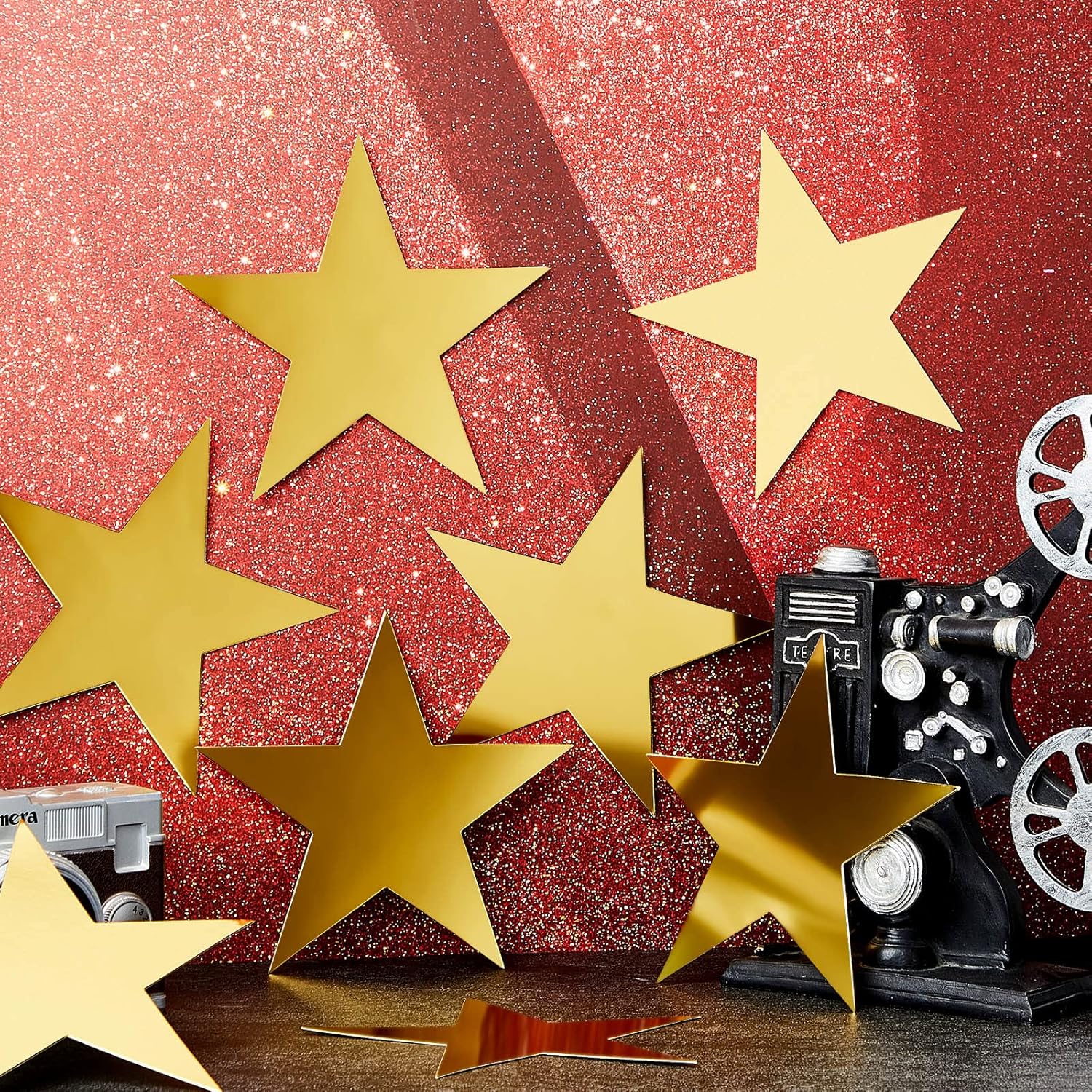 80 Pieces Stars Cutouts Glitter Double Printed Paper Cardboard Stars Decorations for Bulletin Board Classroom Wall Party Decoration Supply, 6 Inches(Gold) - Image 3