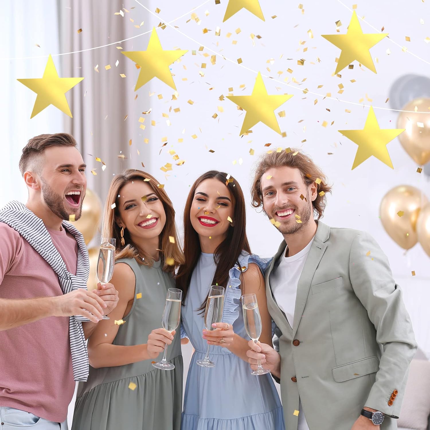80 Pieces Stars Cutouts Glitter Double Printed Paper Cardboard Stars Decorations for Bulletin Board Classroom Wall Party Decoration Supply, 6 Inches(Gold) - Image 7
