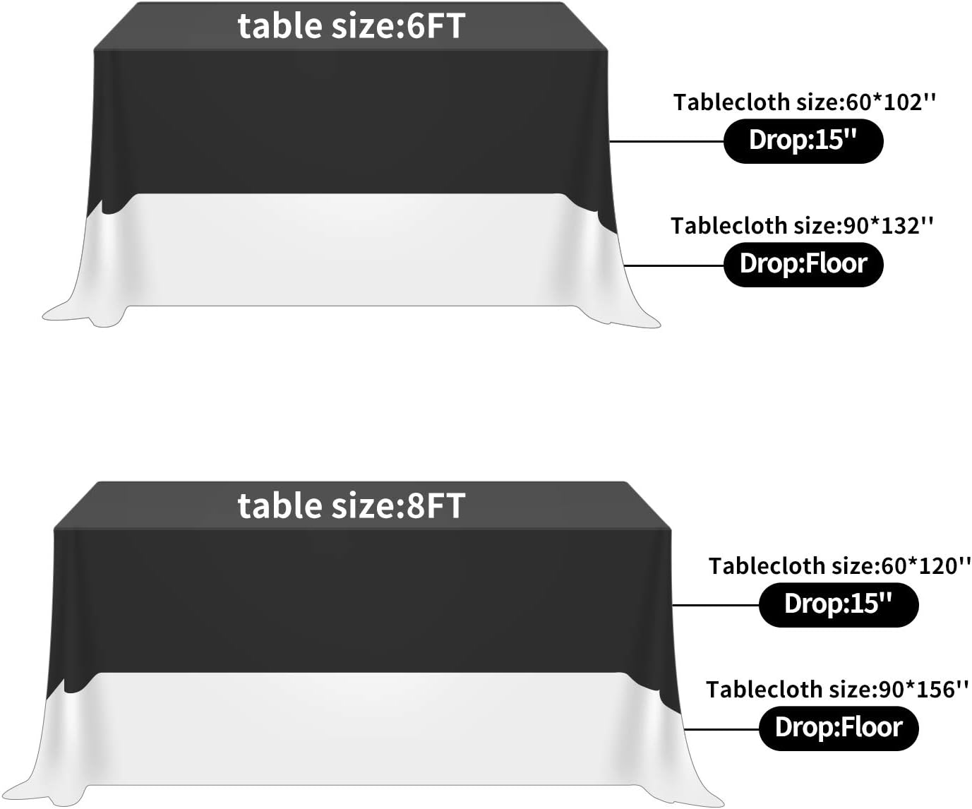 6 Pack Rectangle Tablecloth, 90x156 Inch, Stain Resistant and Wrinkle Polyester Table Cloth, Fabric Table Cover for Kitchen Dining, Wedding, Party, Holiday Dinner-White - Image 3
