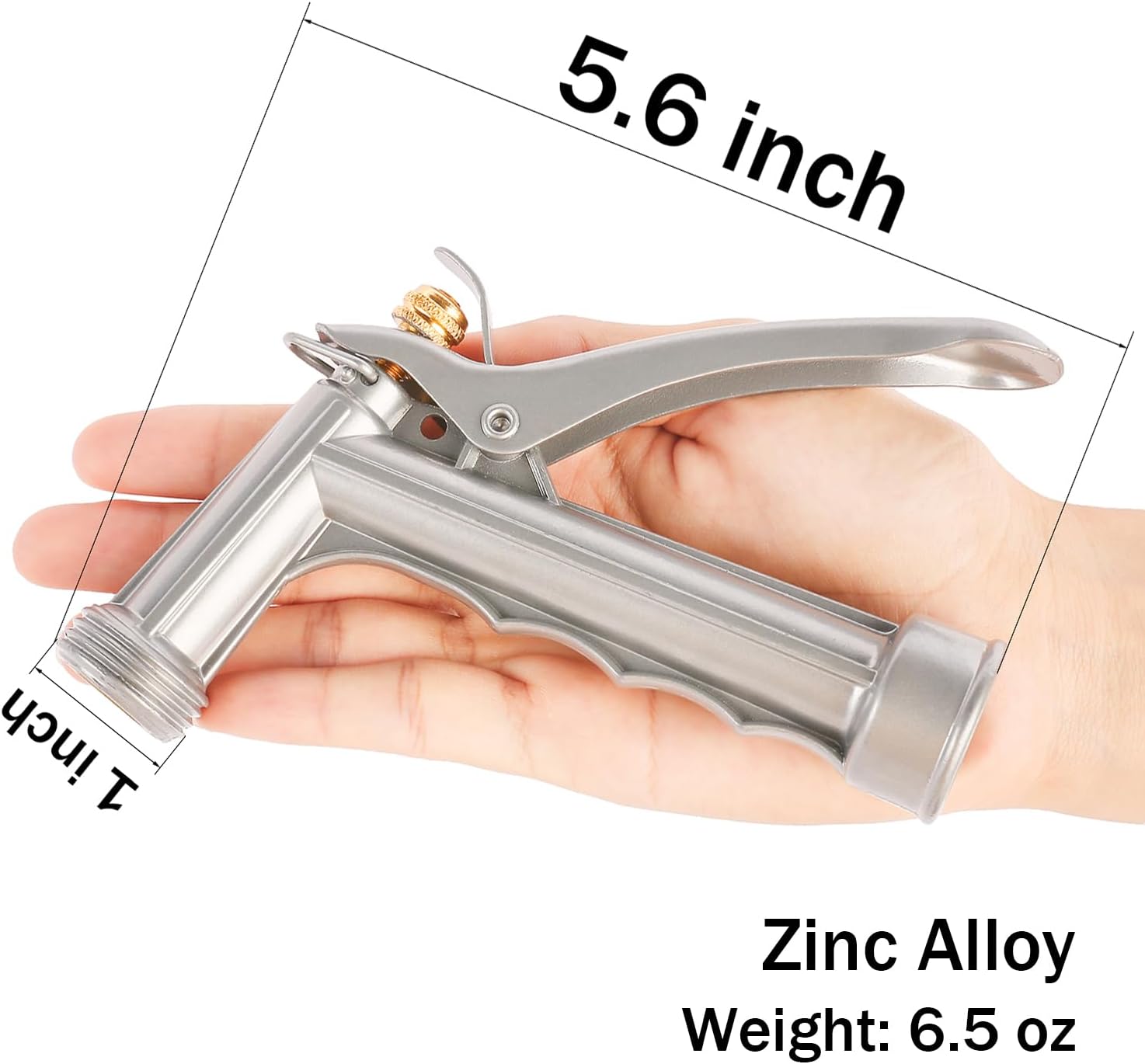 Garden Hose Nozzle, Water Hose Sprayer Nozzle with Threaded Front, Full Size Zinc Metal Pistol Grip High Pressure Nozzle, Adjustable Spray Water Flow for Watering, Washing, Cleaning (1 Pack) - Image 2