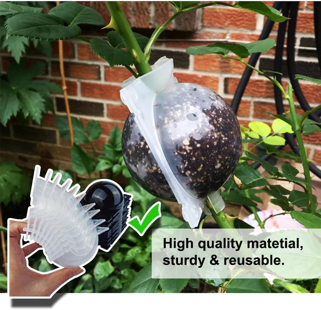 10 PCS Air Layering Propagation Kit with Zip Ties, Reusable Half Transparent Grafting Ball, Air Layering Pods Clear, Plant Rooting Grafting Box for Fast Propagation Plants (Medium) - Image 6