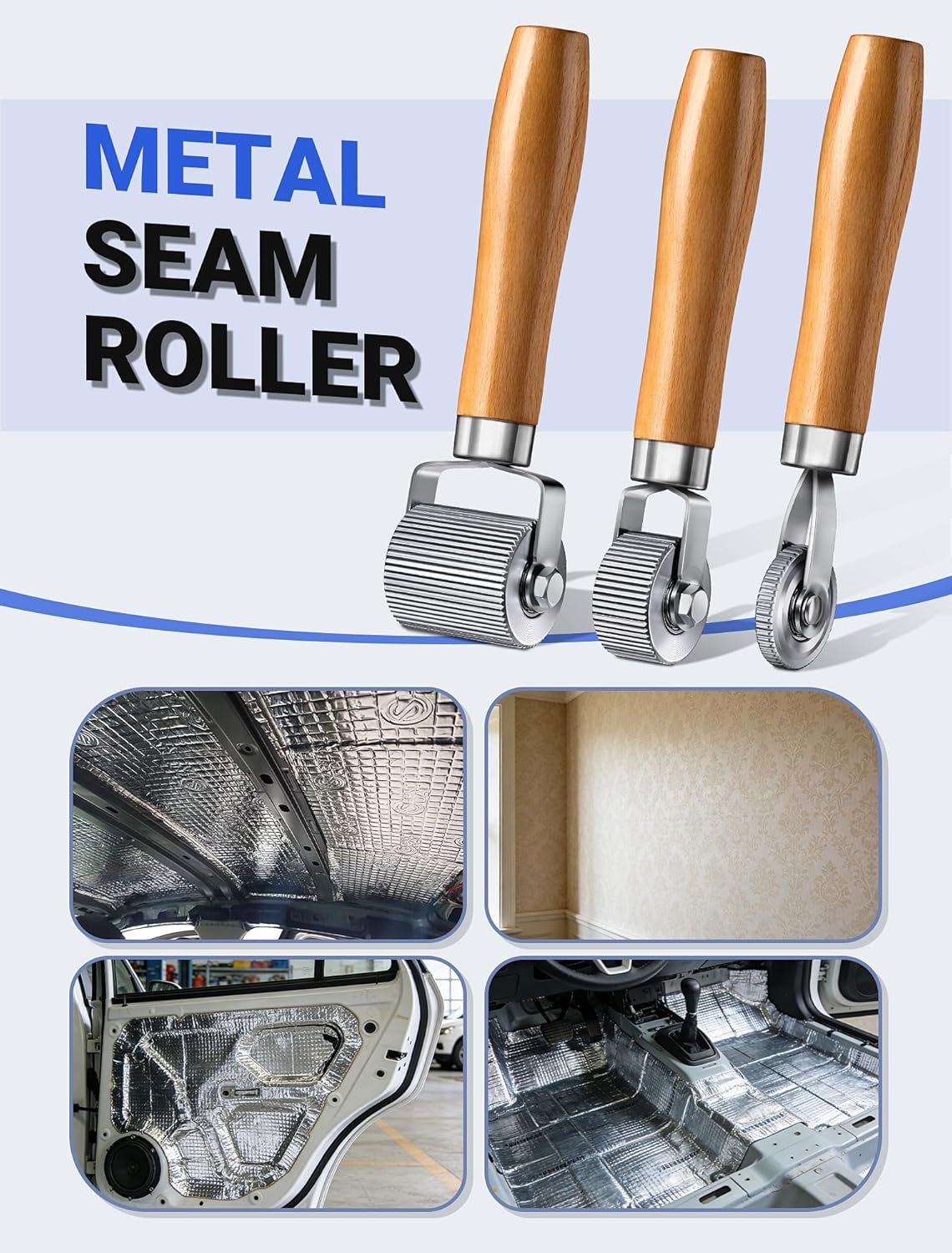 Heavy Duty Car Sound Deadening Roller Metal Installation Tool, 3 Pcs Auto Noise Roller for Car Sound Deadener Application, Rolling Wheel for Soundproofing Mat, Car Interior Audio Sound Insulation - Image 7